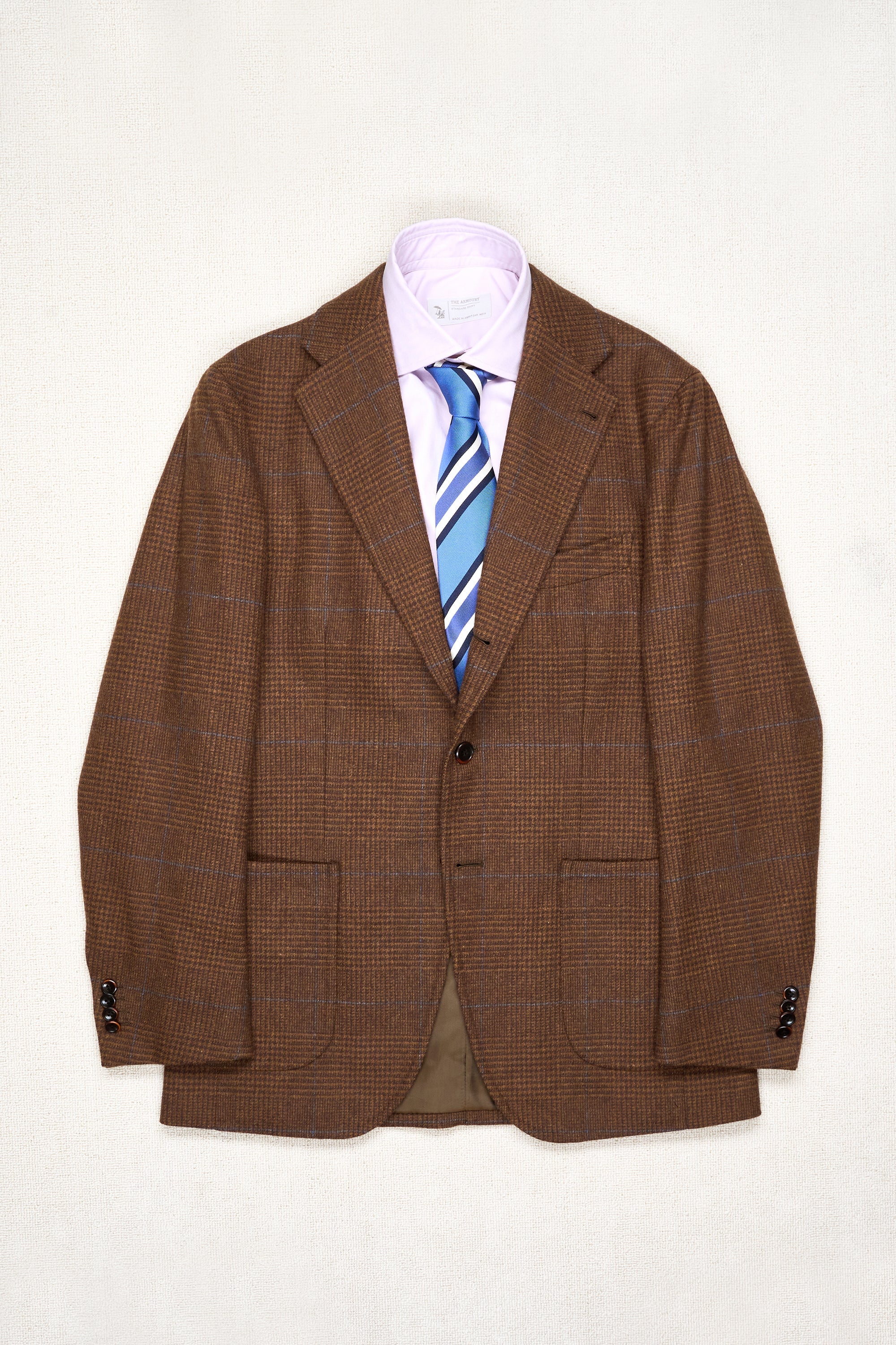 Casa Del Sarto Brown/Blue Prince of Wales Check Wool Sport Coat