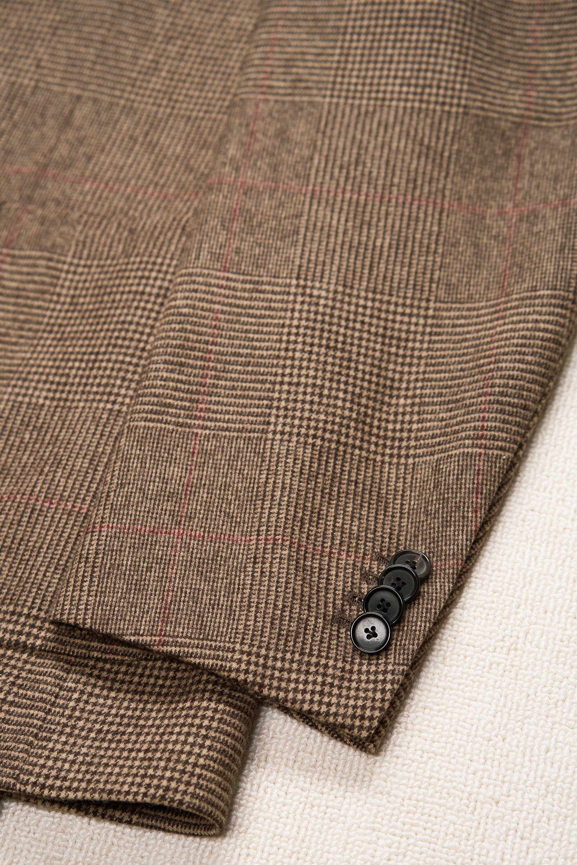 Casa Del Sarto Brown/Beige/Red Prince of Wales Check Wool Sport Coat
