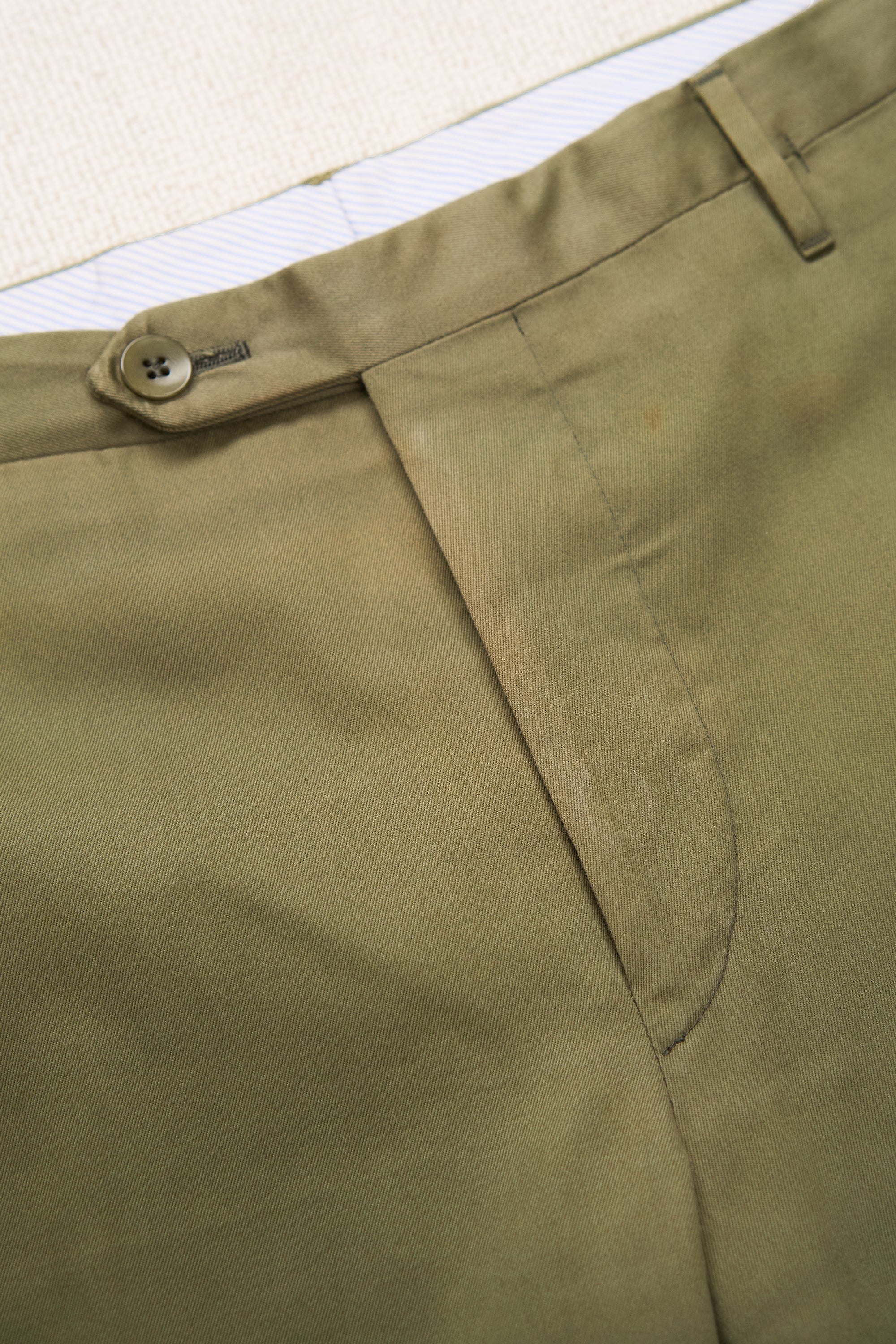 Rota Olive Cotton Flat Front Trousers