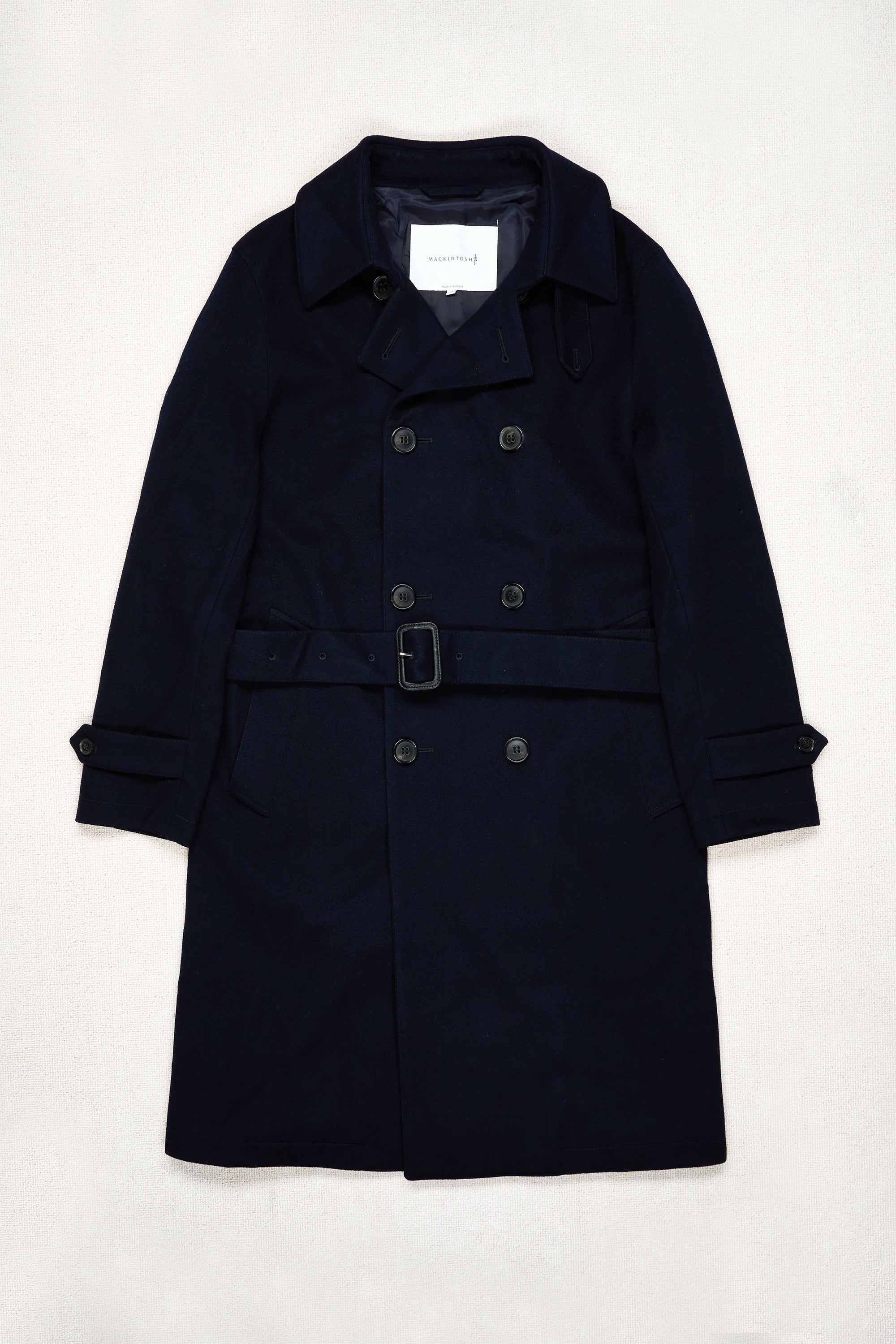 Mackintosh Navy Wool Double Breasted Overcoat