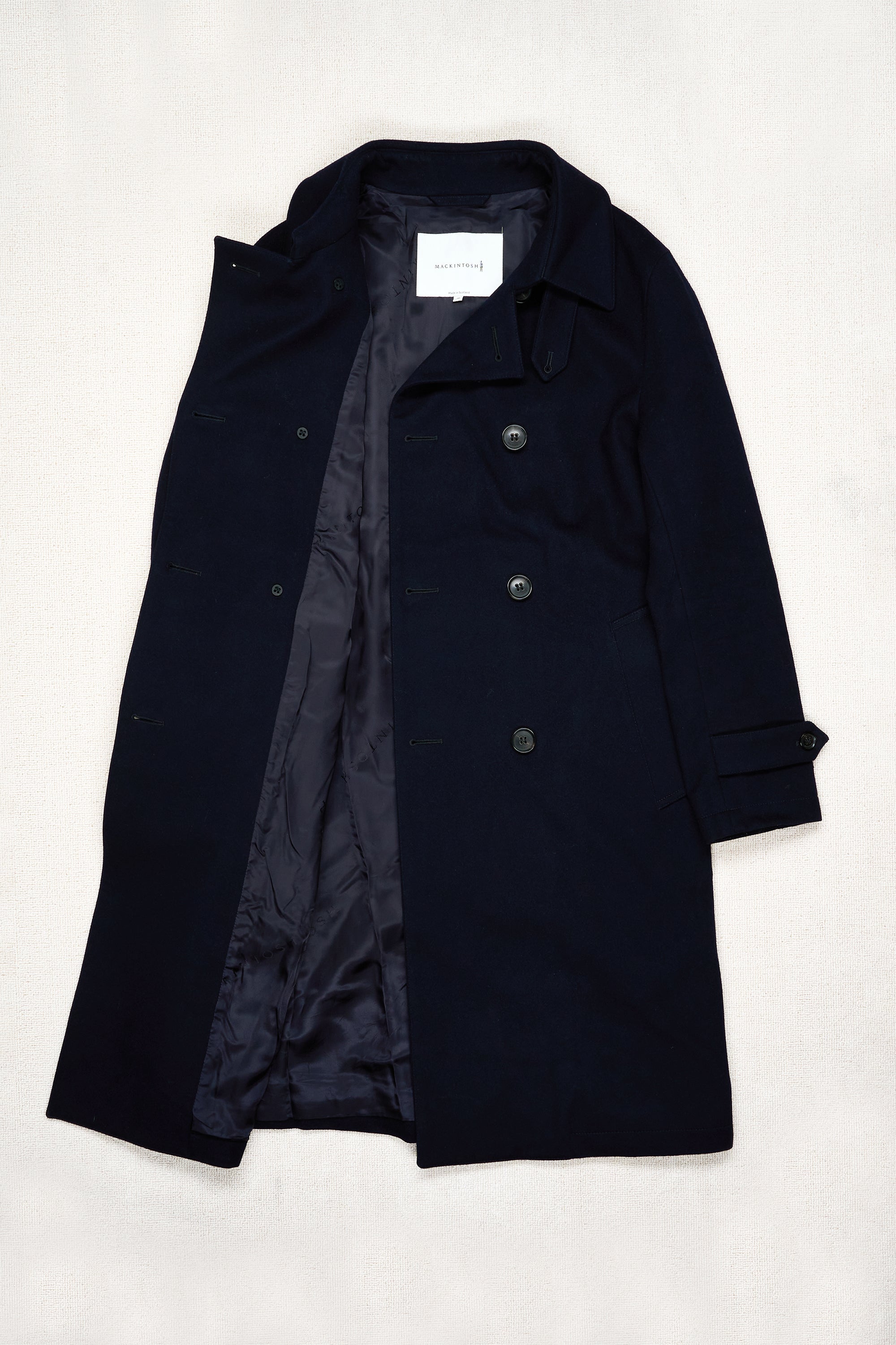 Mackintosh Navy Wool Double Breasted Overcoat