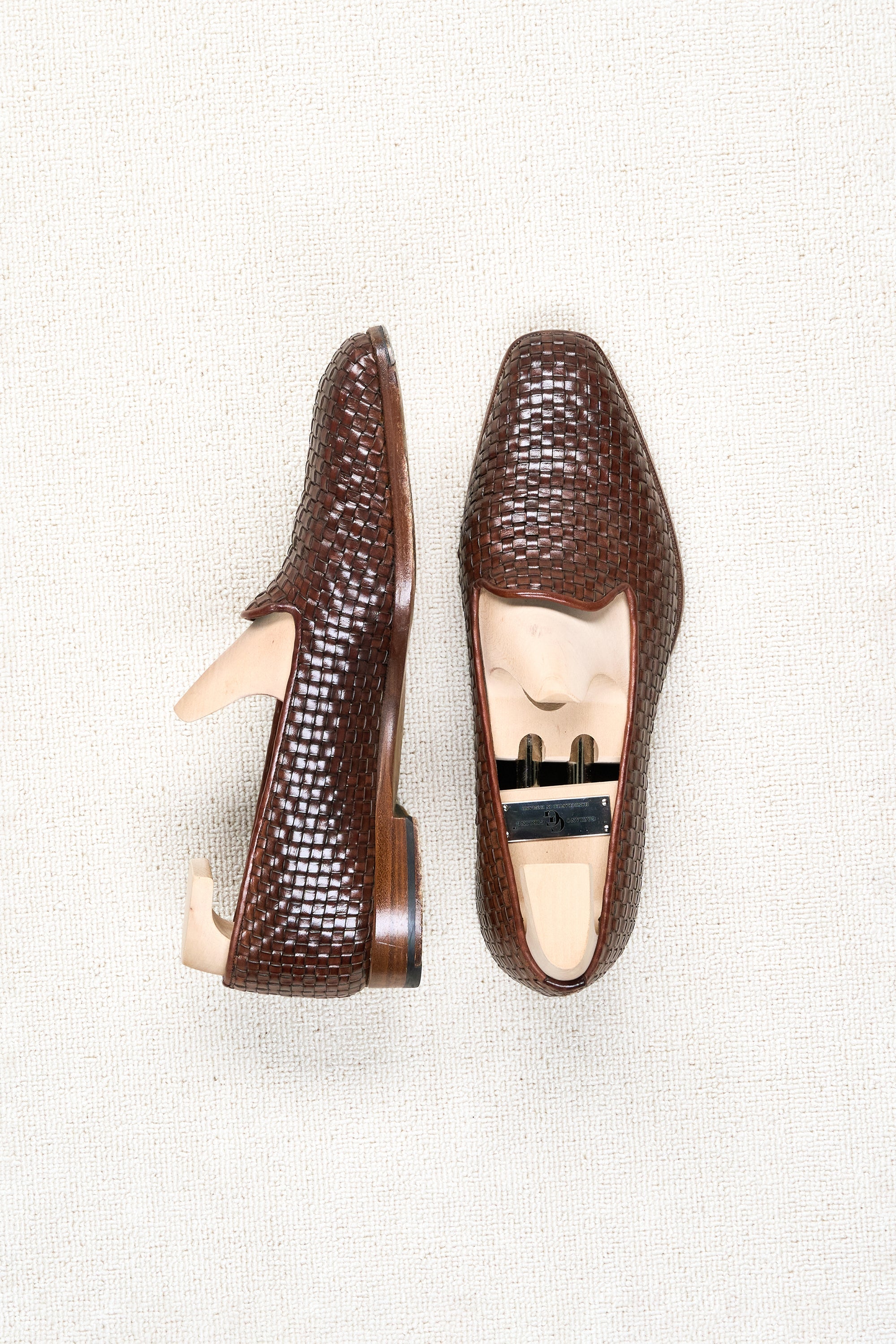 Gaziano & Girling "Amalfi" Dark Brown SL14 Woven Calf Loafers MTO