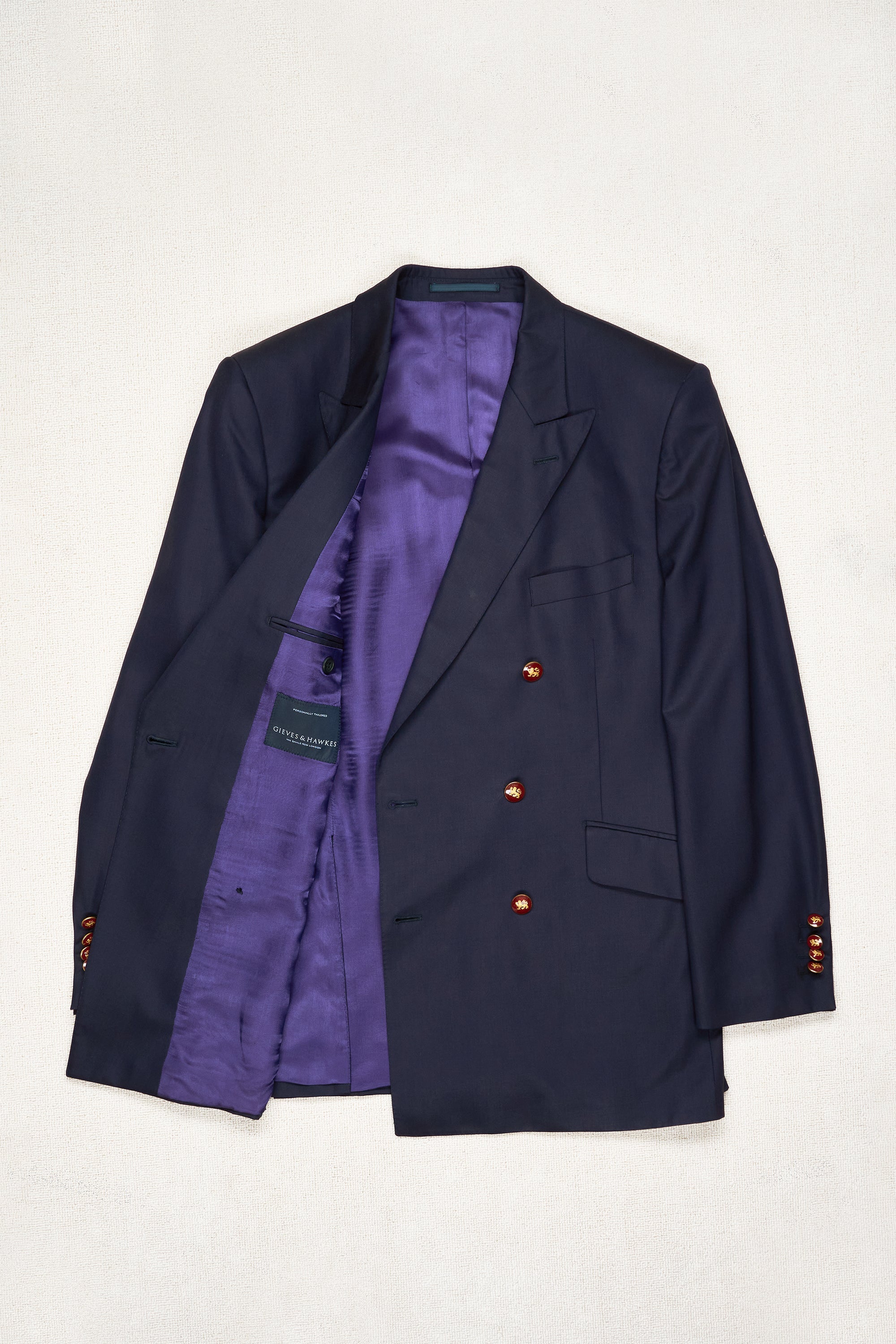 Gieves & Hawkes Navy Wool Double Breasted Sport Coat