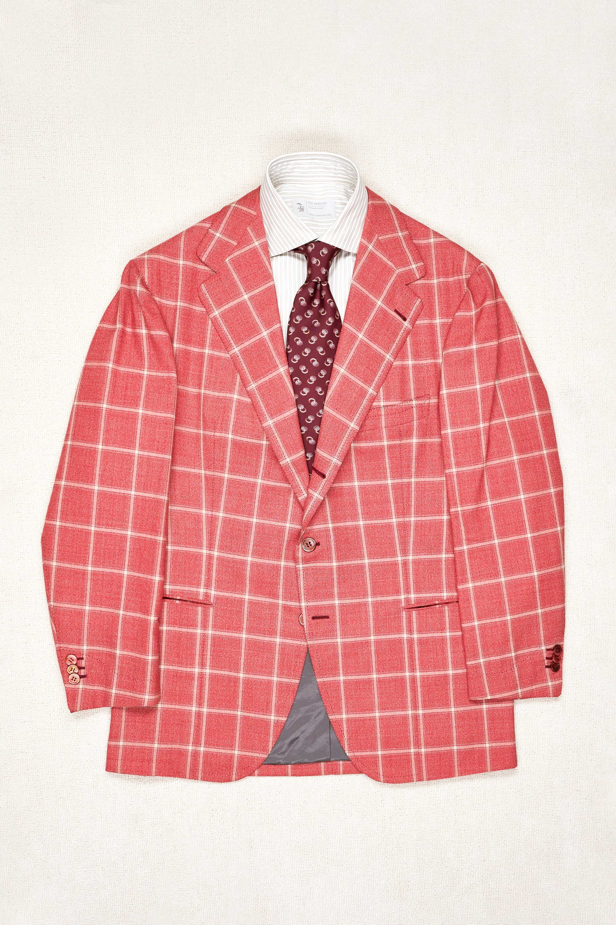 Anglofilo Pink with Beige/Blue Check Wool Sport Coat Bespoke