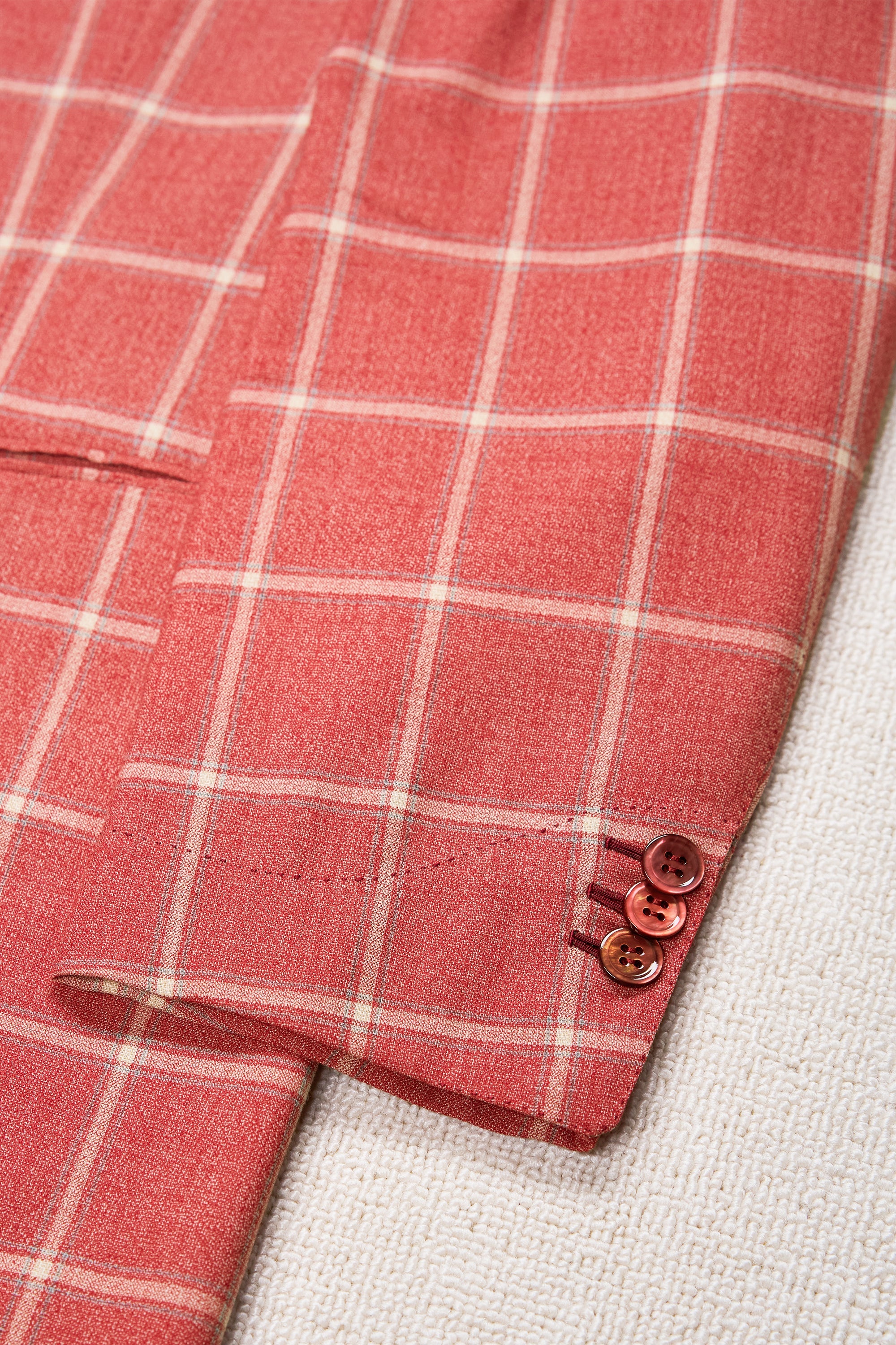 Anglofilo Pink with Beige/Blue Check Wool Sport Coat Bespoke