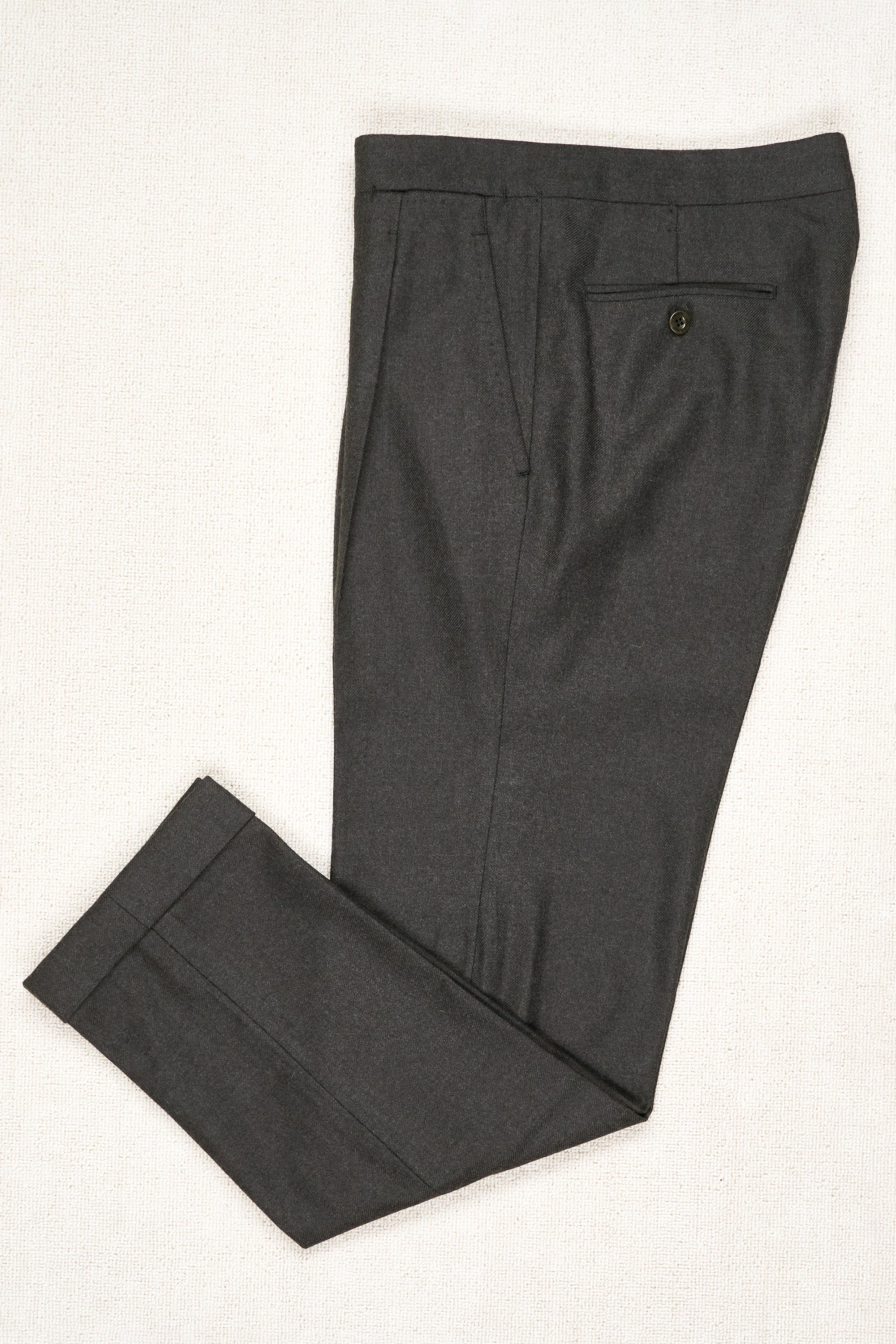 Ambrosi Napoli Dark Grey Twill Wool Single-Pleat Trousers