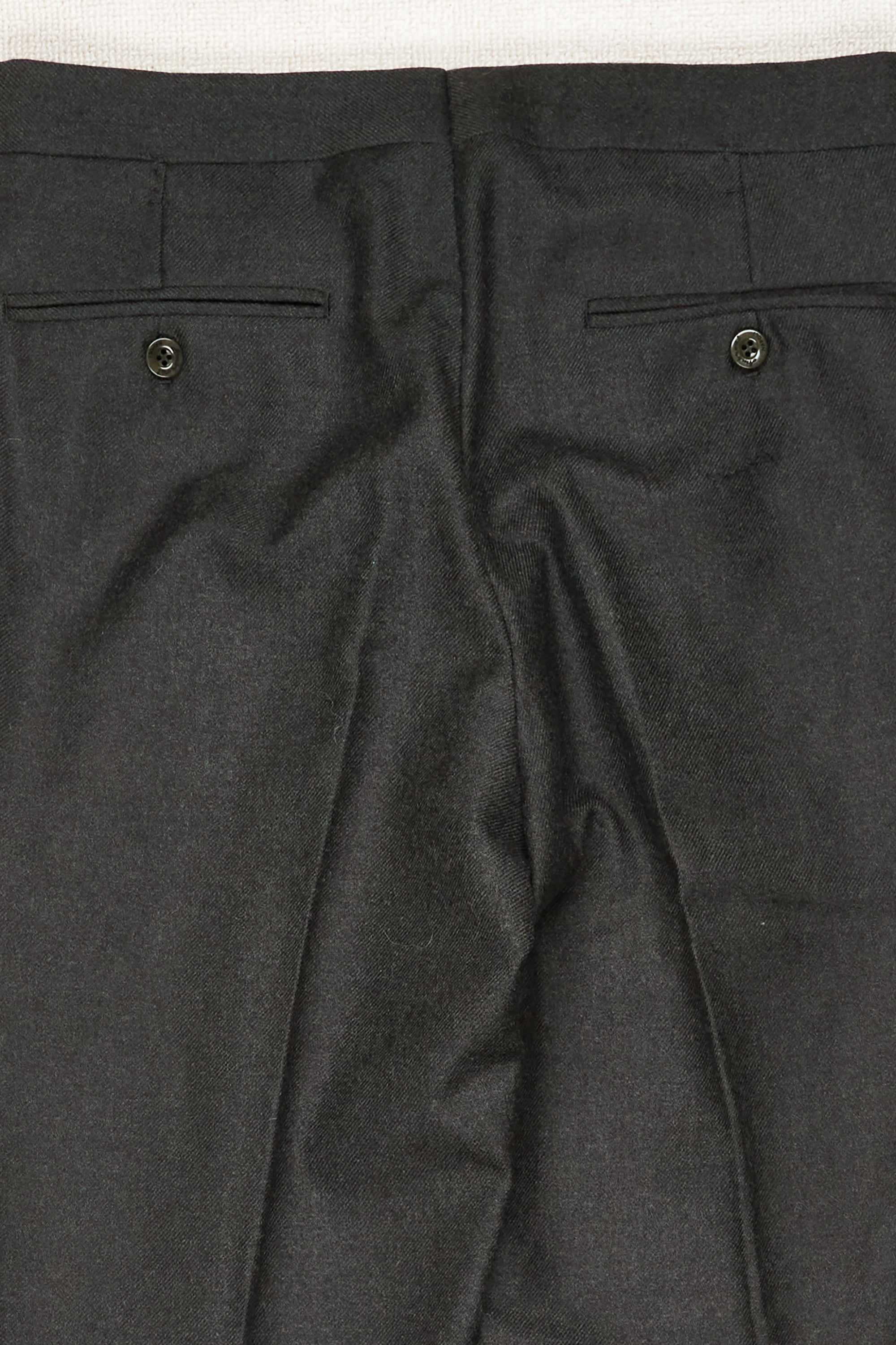 Ambrosi Napoli Dark Grey Twill Wool Single-Pleat Trousers