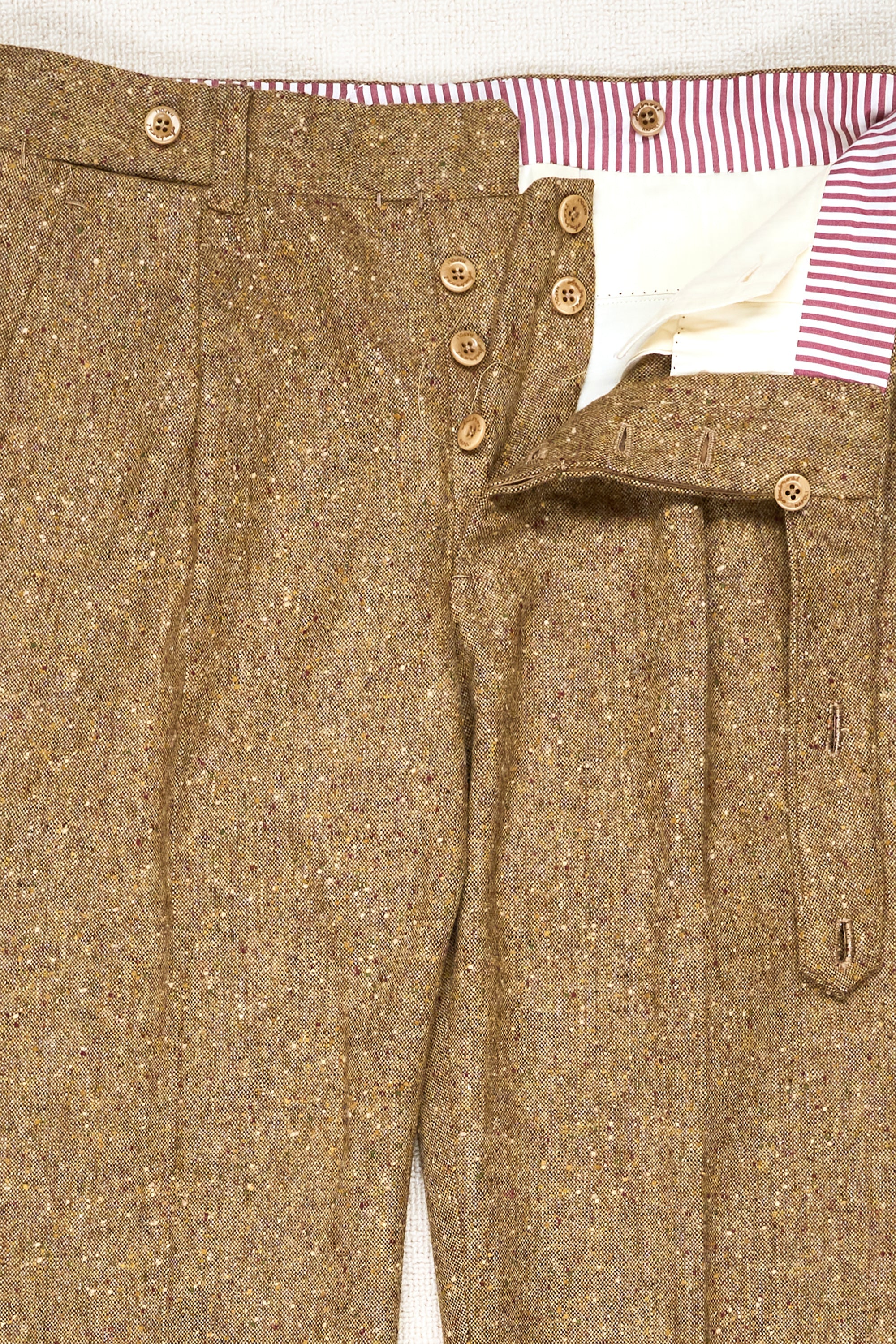 Ambrosi Napoli Honey Wool Tweed Single-Pleat Trousers Bespoke