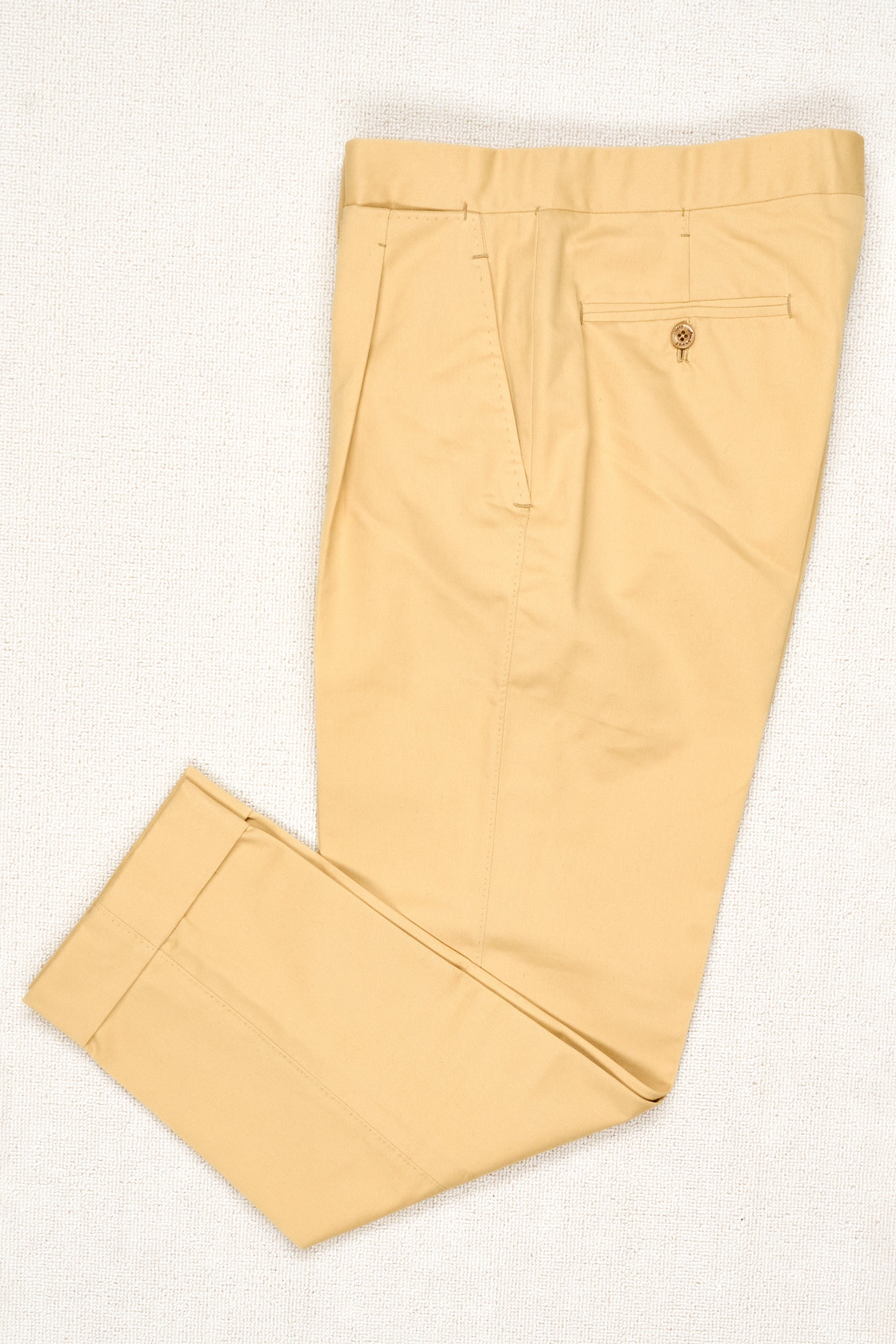 Ambrosi Napoli Yellow Cotton Single-Pleat Trousers Bespoke