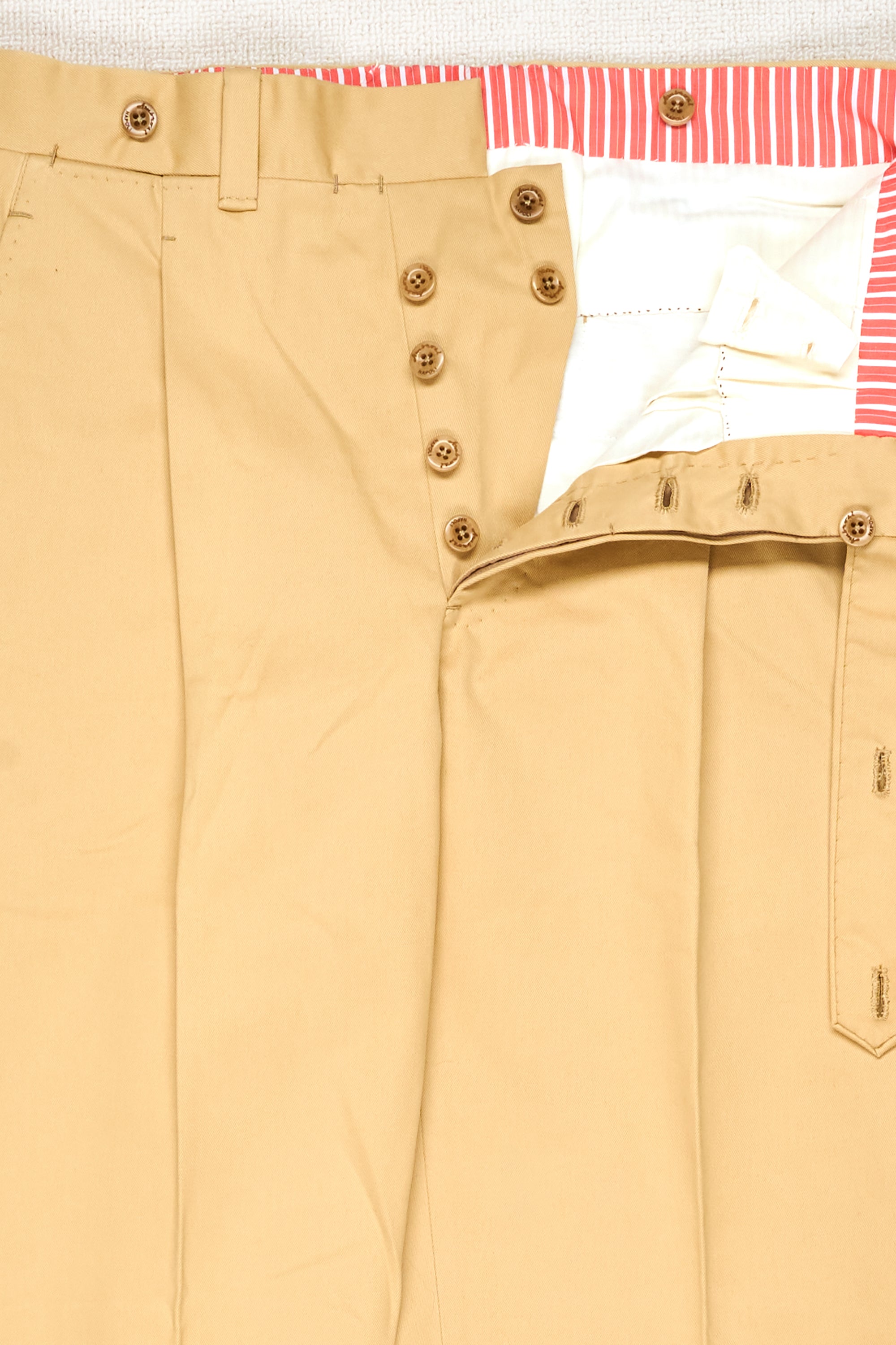 Ambrosi Napoli Yellow Cotton Single-Pleat Trousers Bespoke