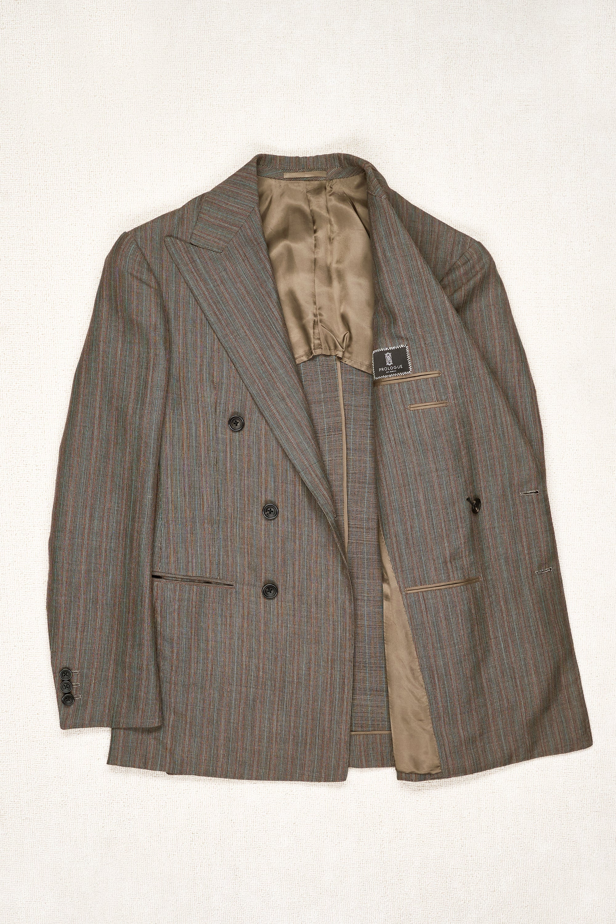Prologue Brown with Red/Aqua Mohair/Wool Double Breasted Suit