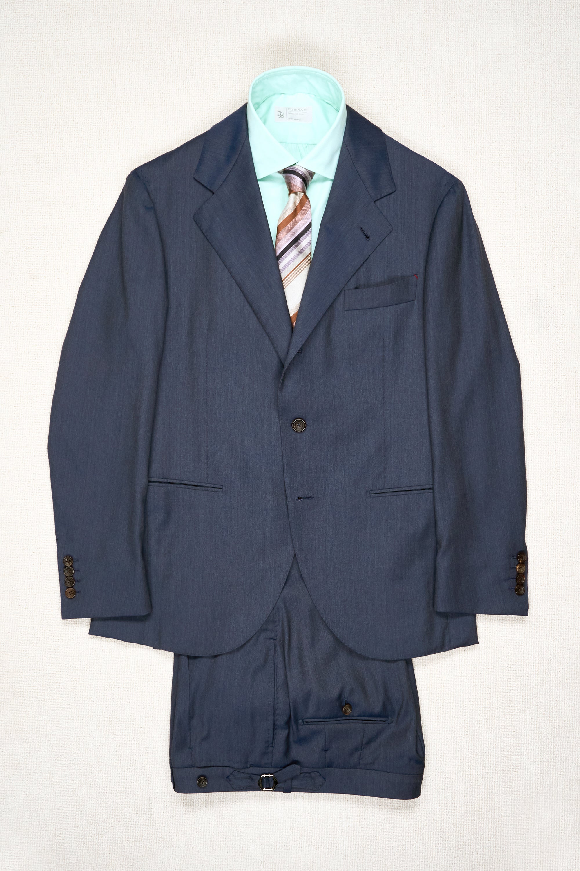 Prologue Blue/Beige Solaro Wool Herringbone Suit