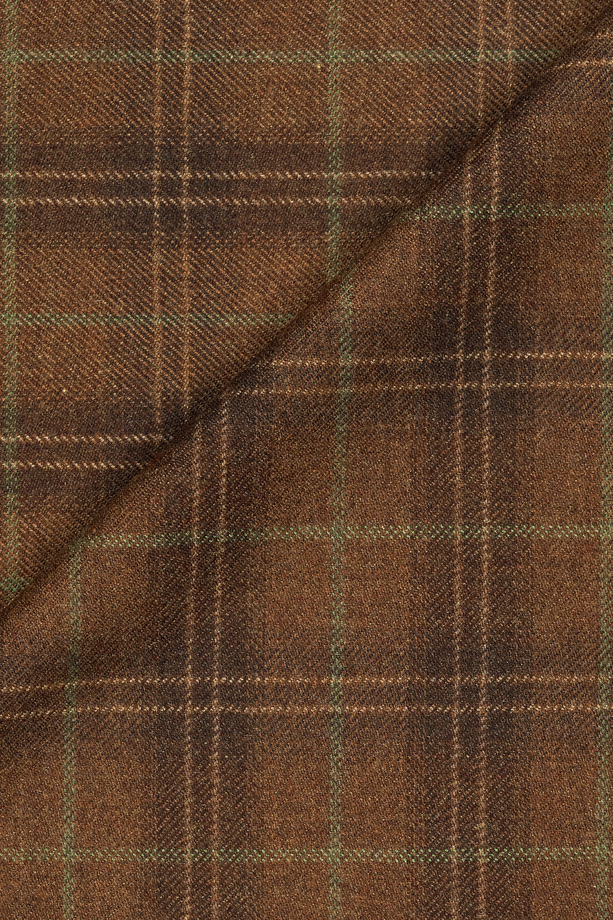 Drapers Brown with Green Check Royal Cashmere Cloth - 2.4m