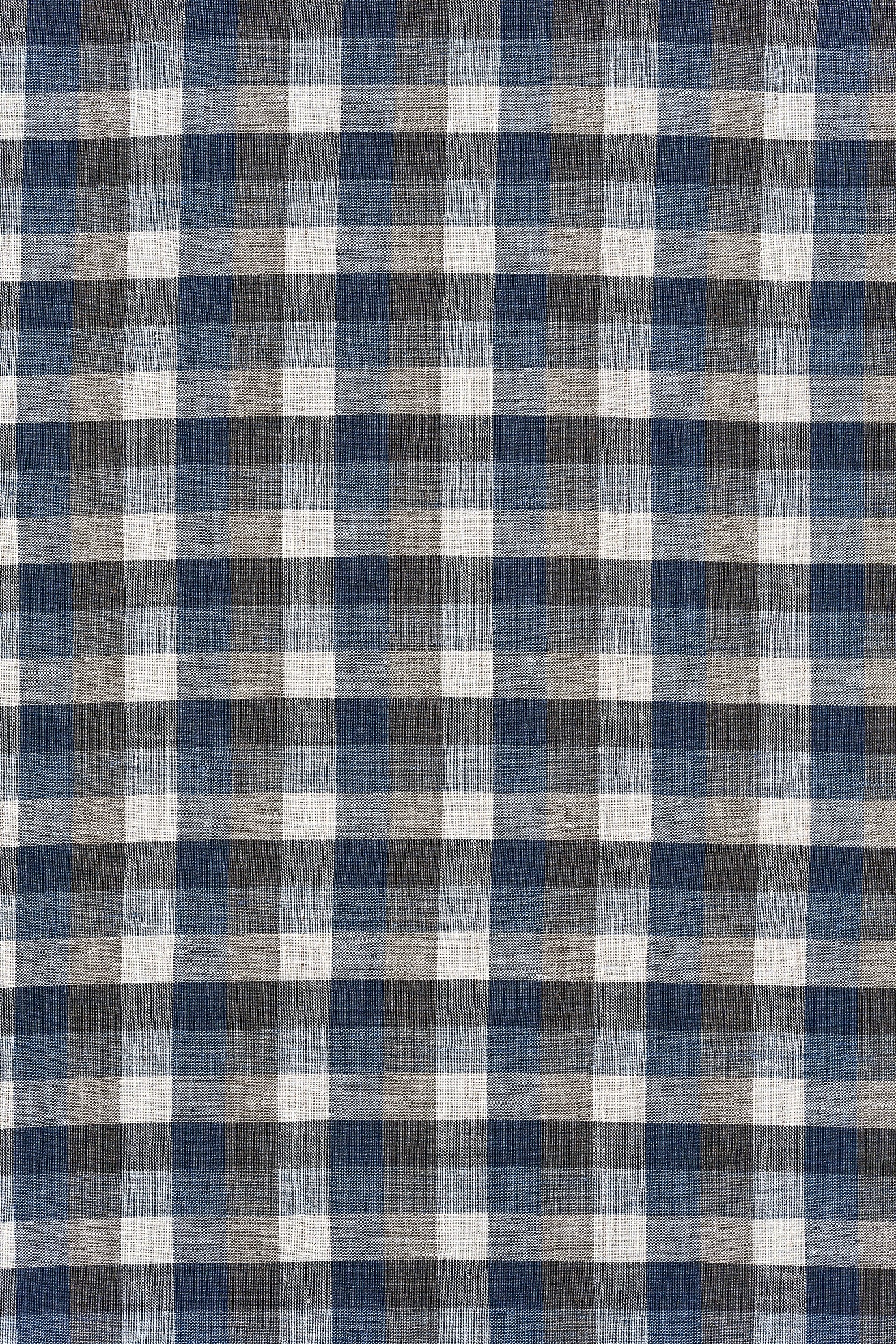 Lanificio Fratelli Ormezzano Blue/Black/White Check Linen Cloth - 2.6m