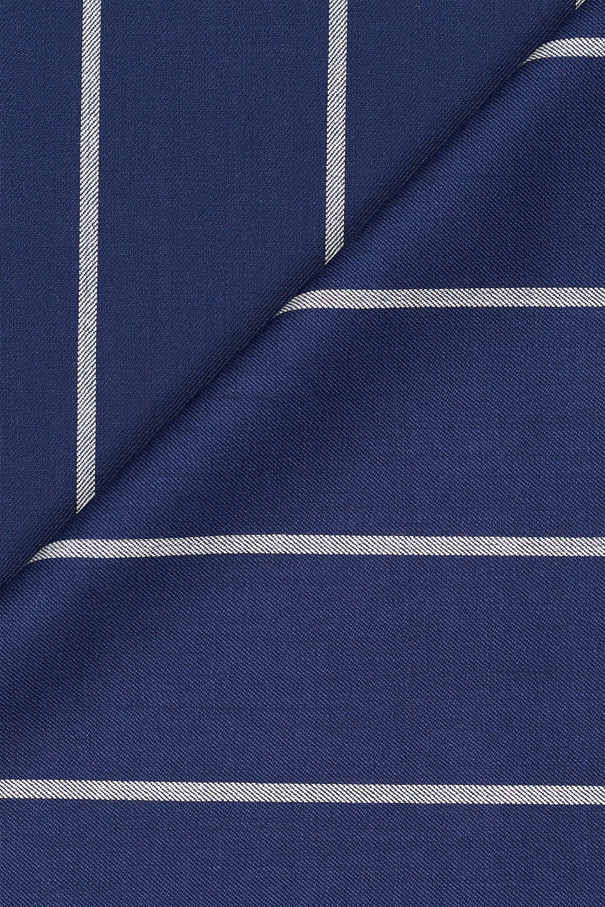 Fox Brothers Blue with White Stripe Wool Cloth - 2m