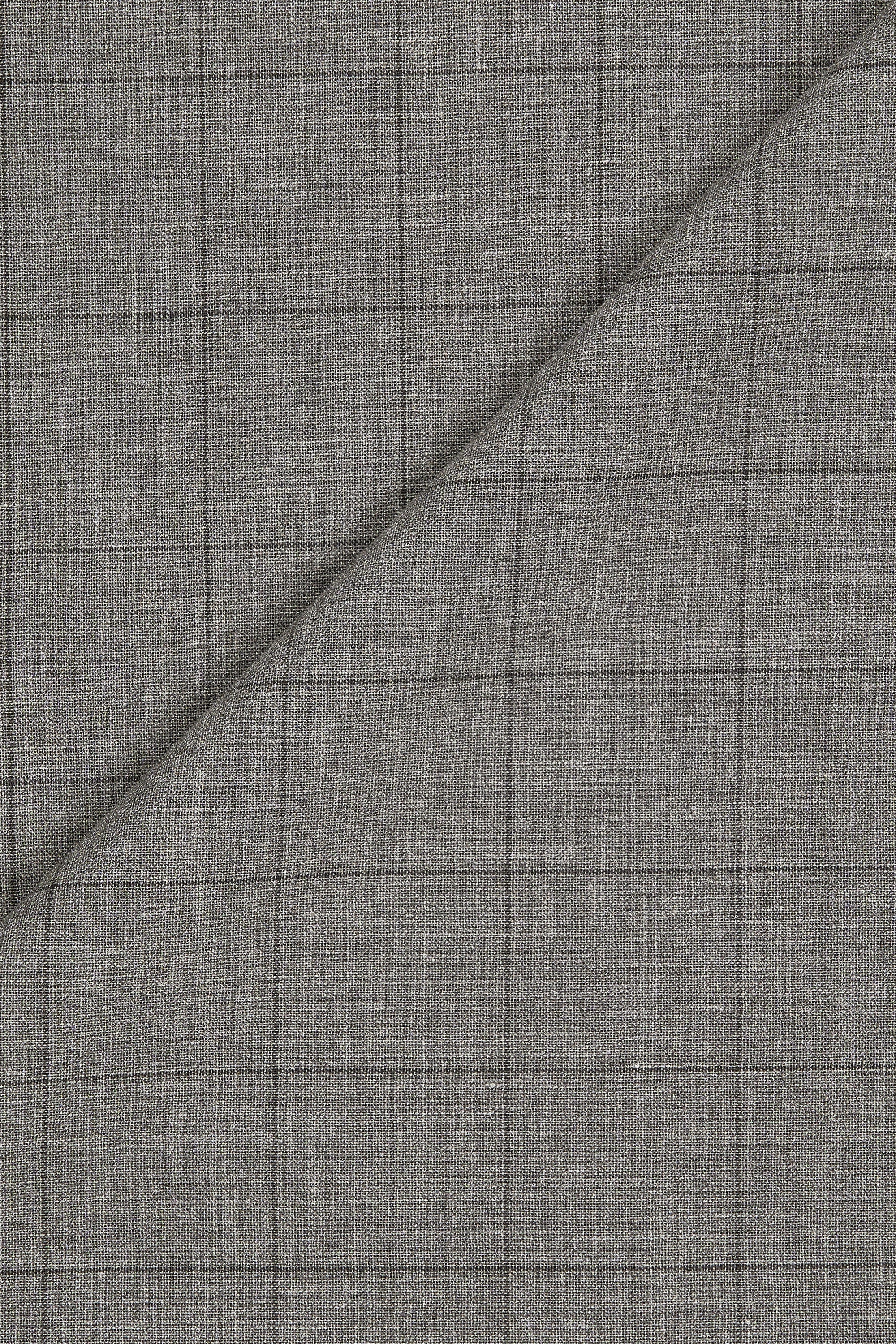 Grey Windowpane Fresco Wool Cloth - 2.6m