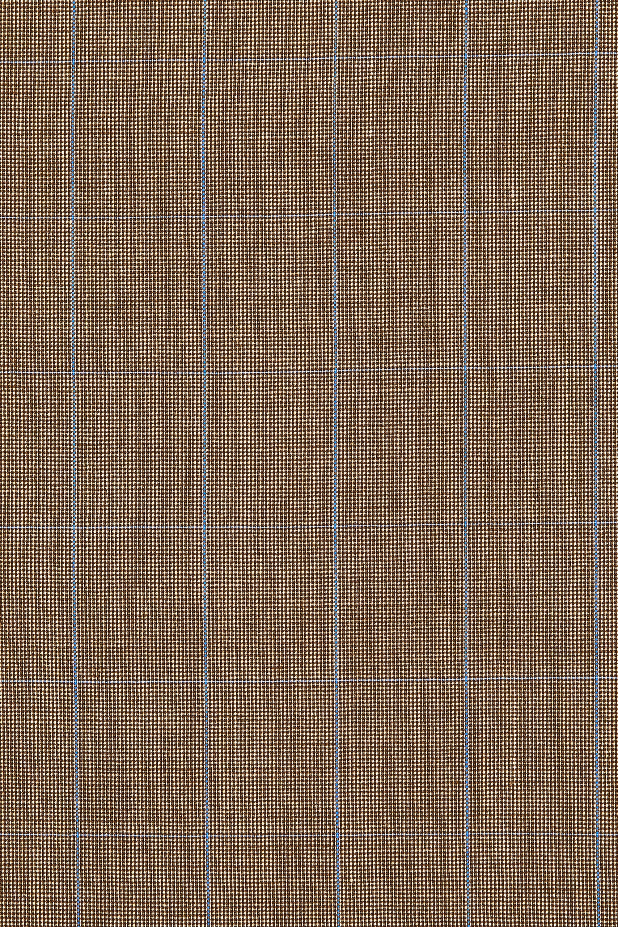 Brown with Blue Windowpane Wool Cloth - 2.5m