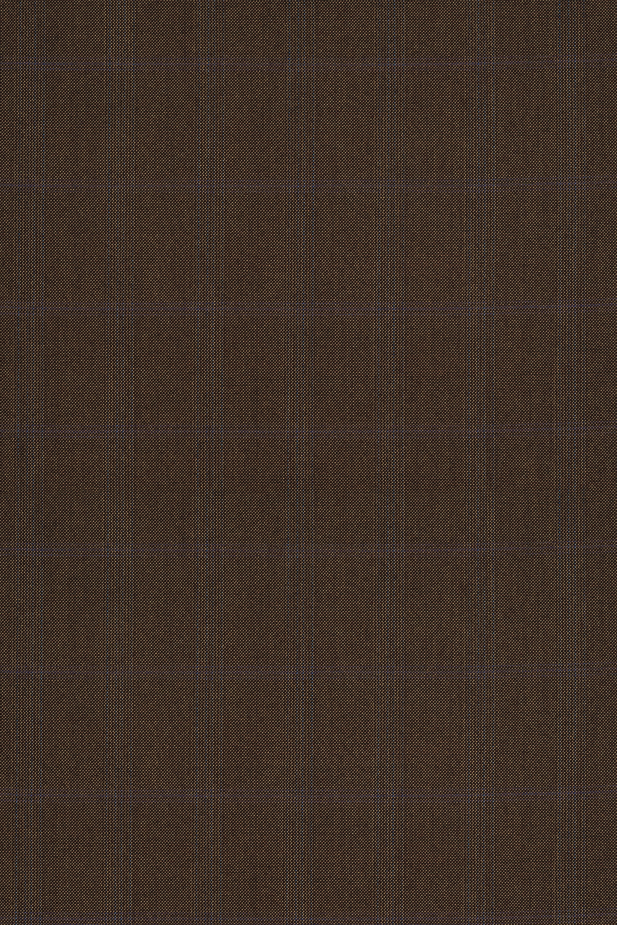 Brown with Blue/Purple Check Super 100's Wool Cloth - 2.9m + 1m