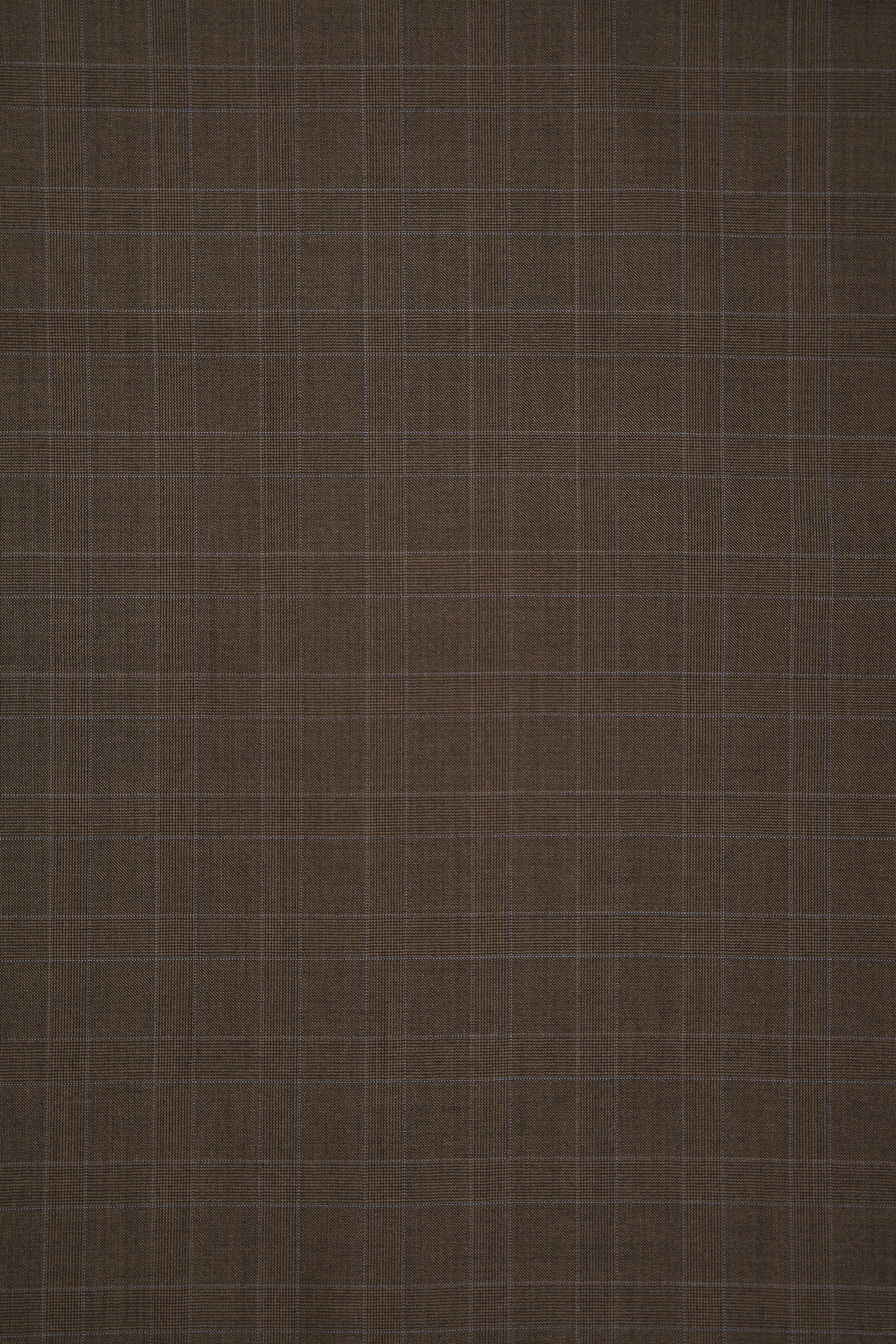 Brown with Blue Super 100's Wool Check Cloth - 2.9m