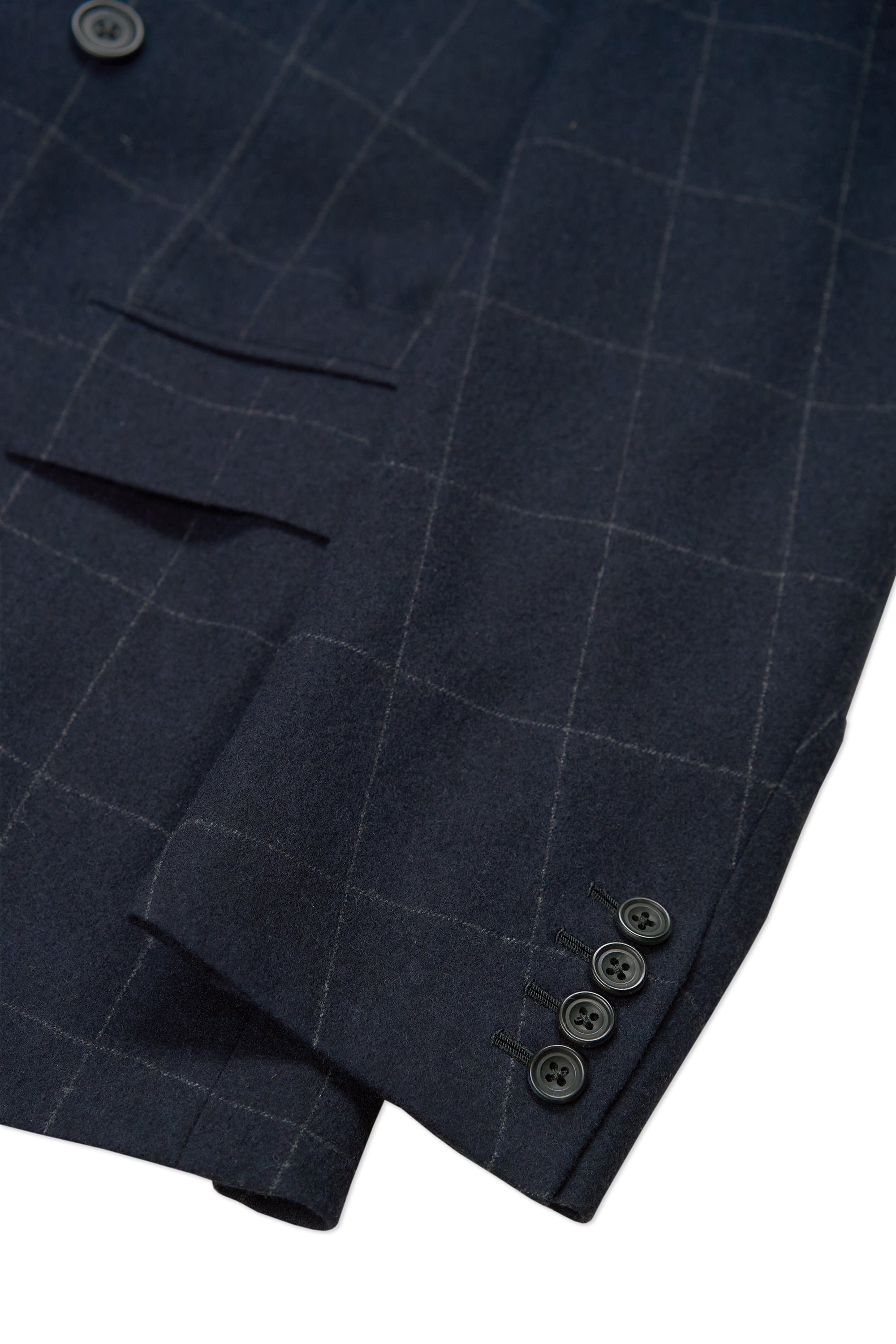 Kathryn Sargent Navy Windowpane Flannel Wool DB Suit Bespoke