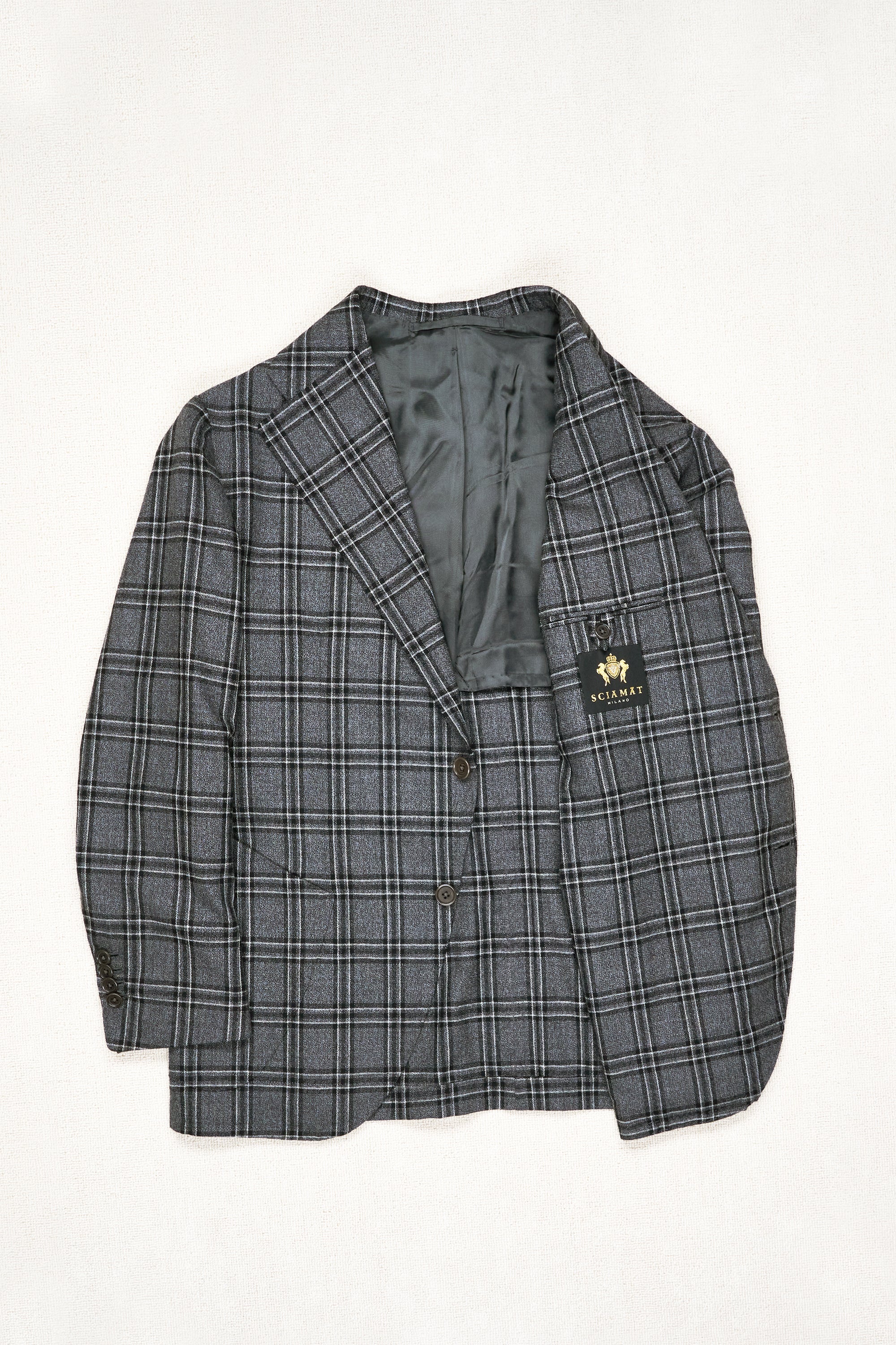 Sciamat Grey/Black/White Check Wool Sport Coat