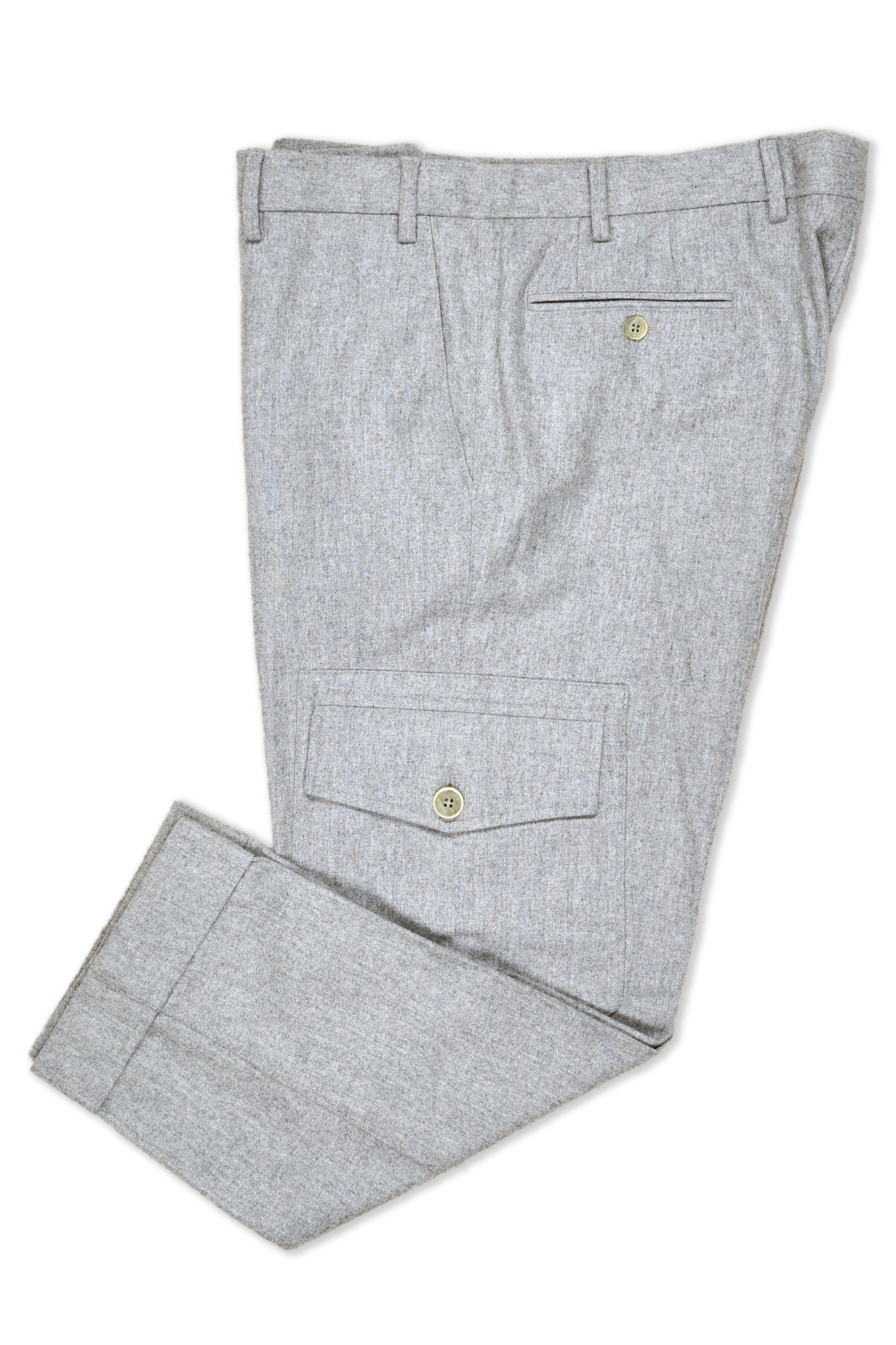 Caruso Light Grey Wool Flannel Trousers