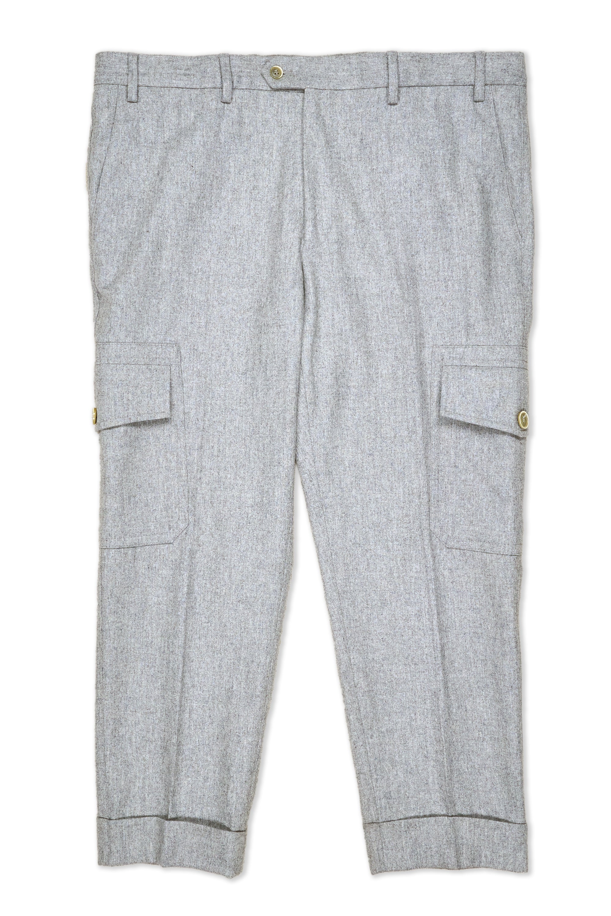 Caruso Light Grey Wool Flannel Trousers