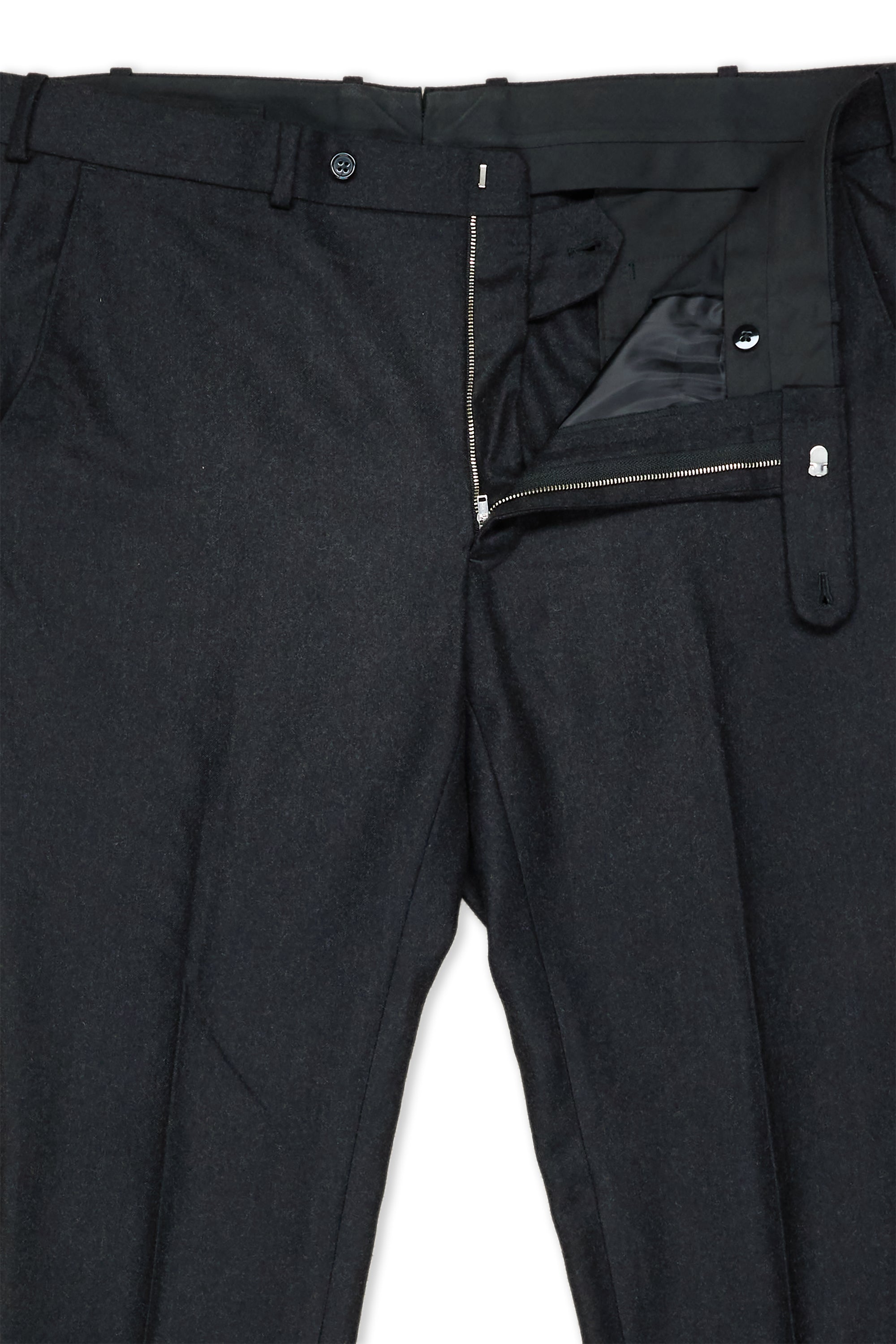 Charcoal Flannel Wool Trousers