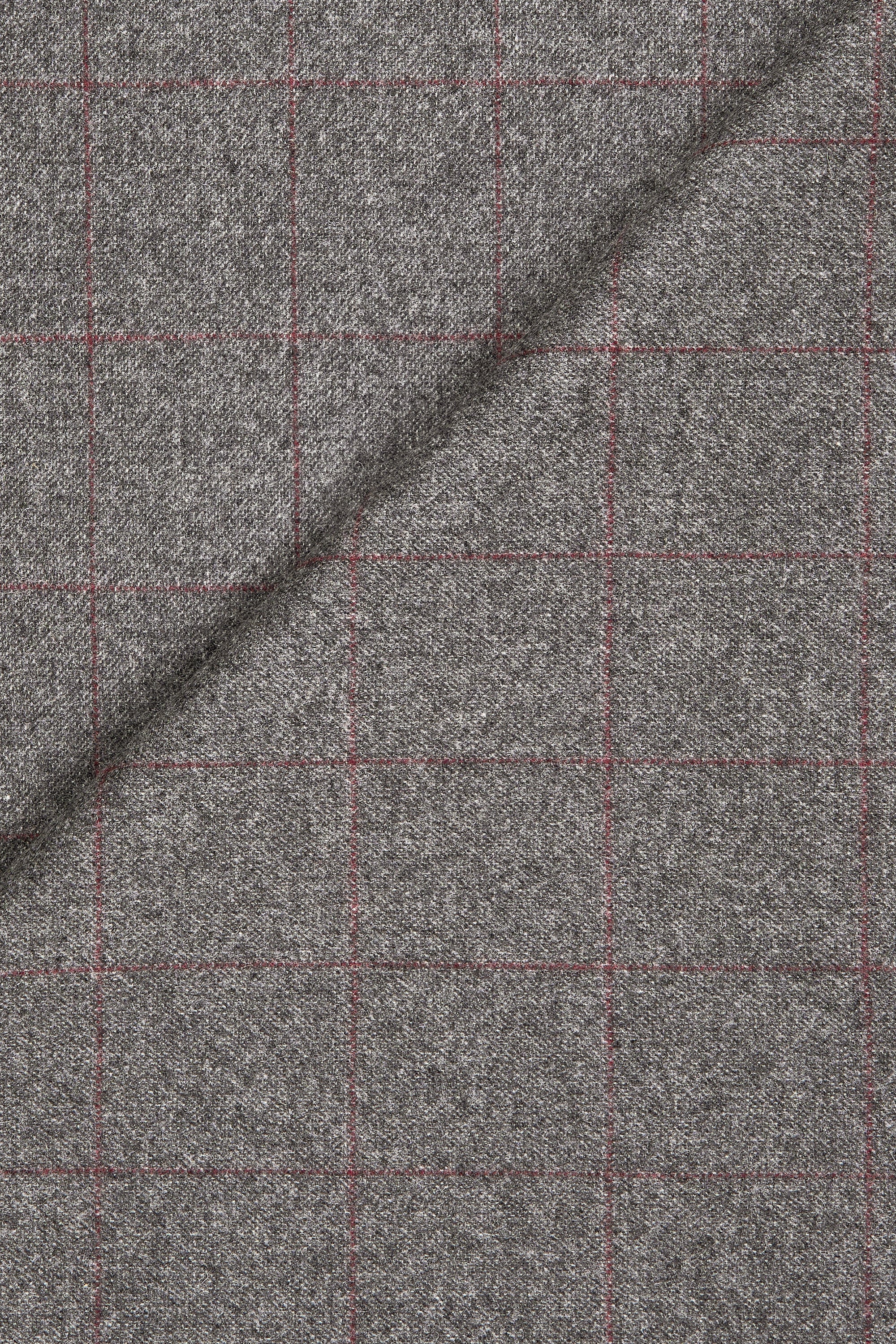 Fox Brothers Grey with Red Windowpane Wool Cloth - 3m – Drop 93
