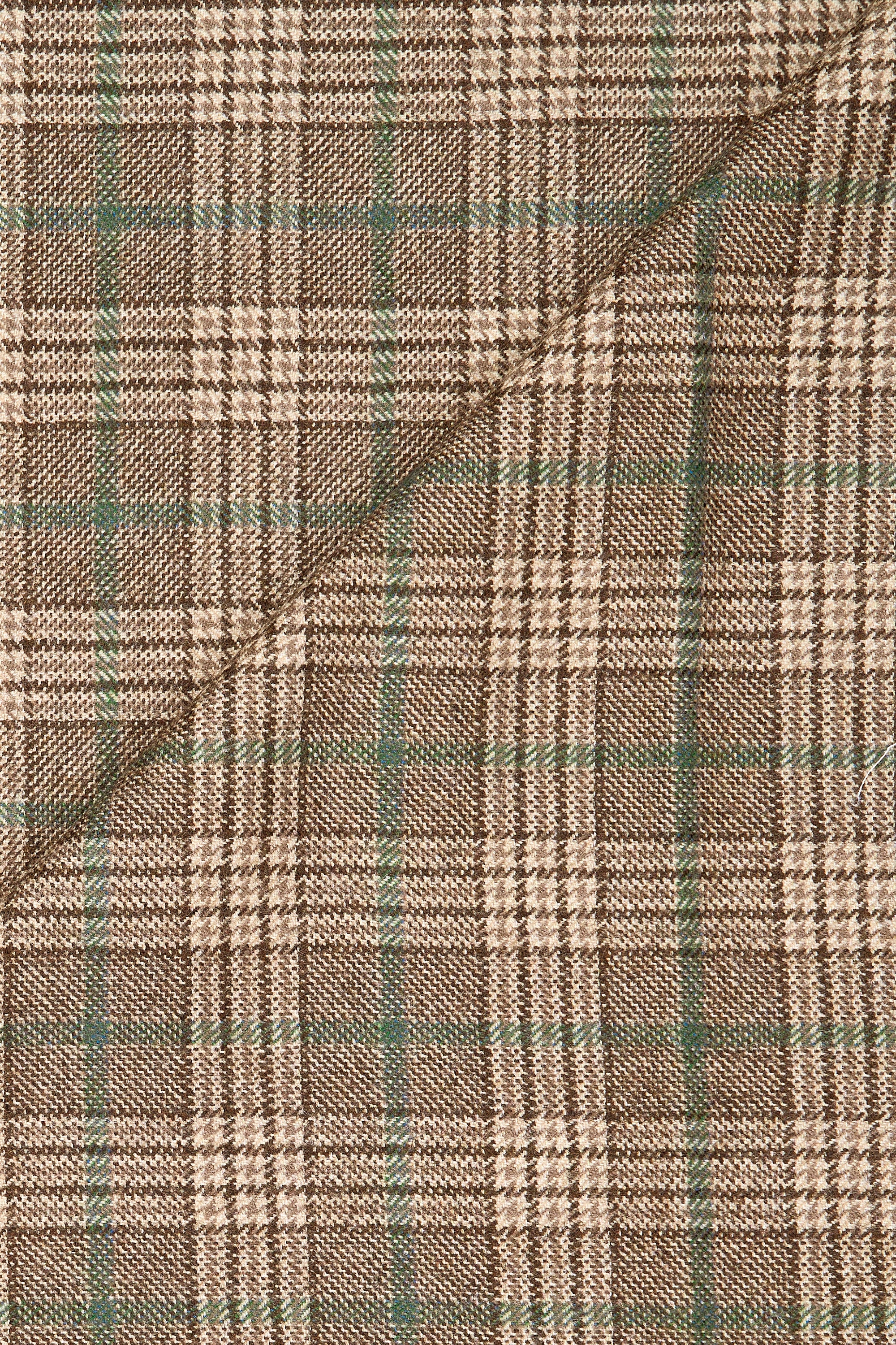 Bower Roebuck Brown with Green Check Wool Cloth - 4.4m