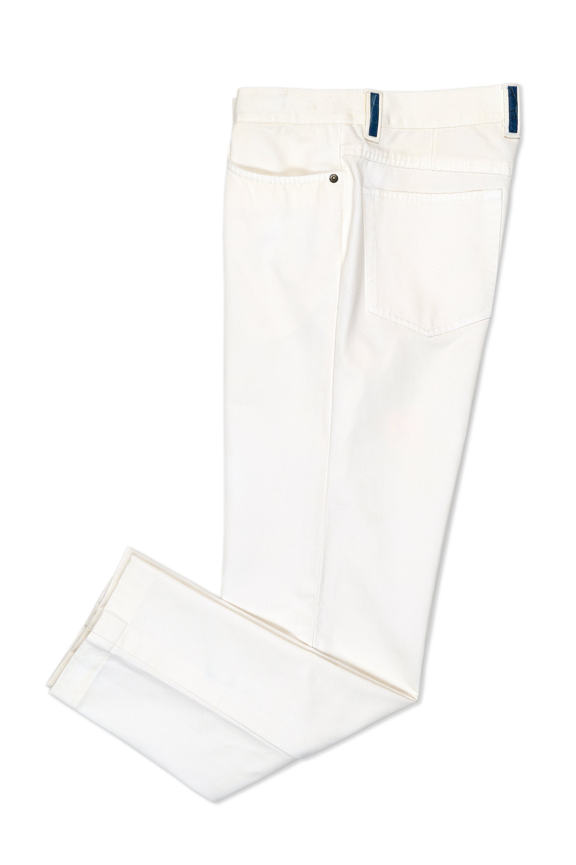 Stefano Ricci White Cotton Jeans with Alligator Details