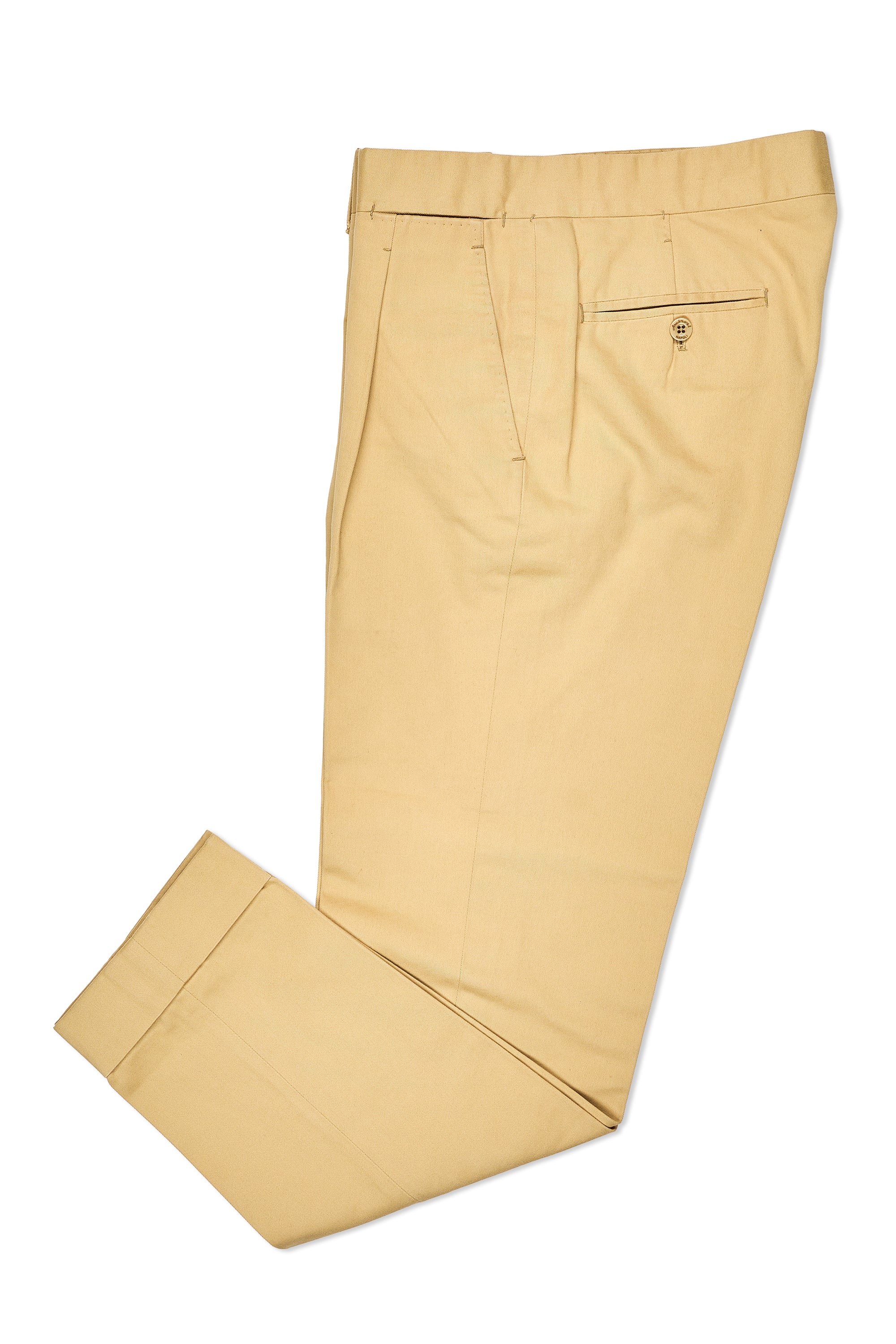 Ambrosi Napoli Yellow Cotton Single Pleat Trousers Bespoke