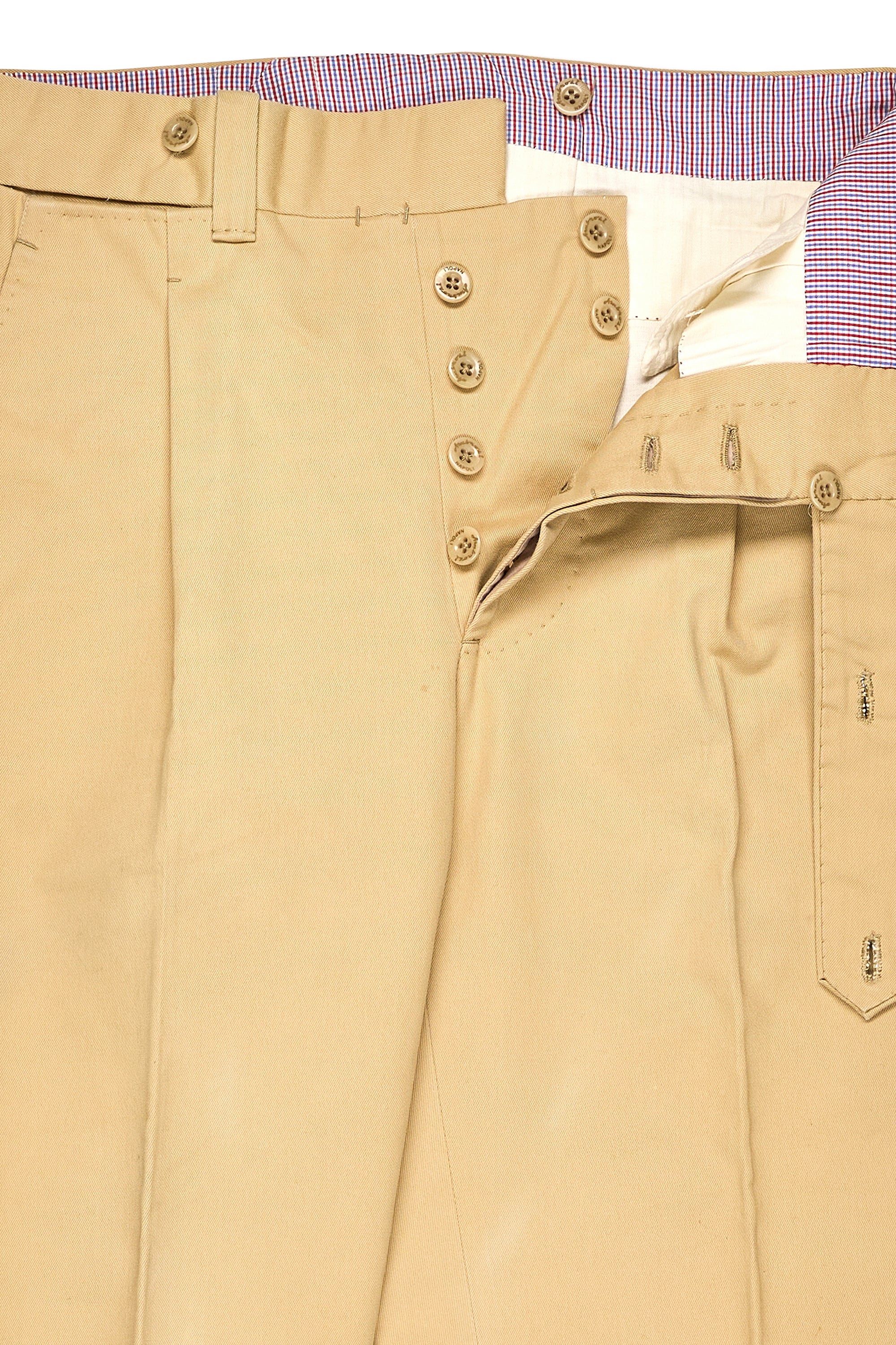 Ambrosi Napoli Yellow Cotton Single Pleat Trousers Bespoke