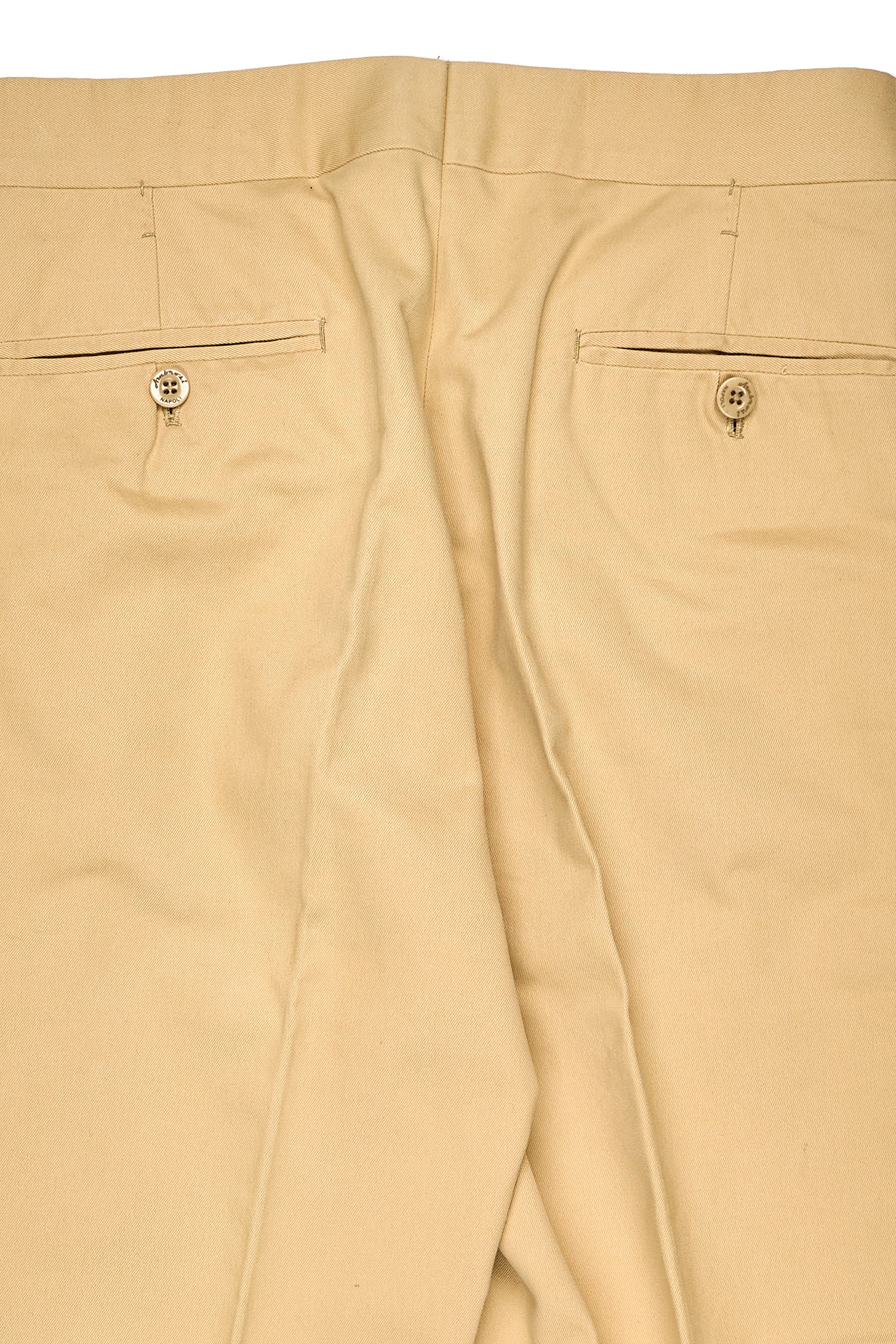 Ambrosi Napoli Yellow Cotton Single Pleat Trousers Bespoke