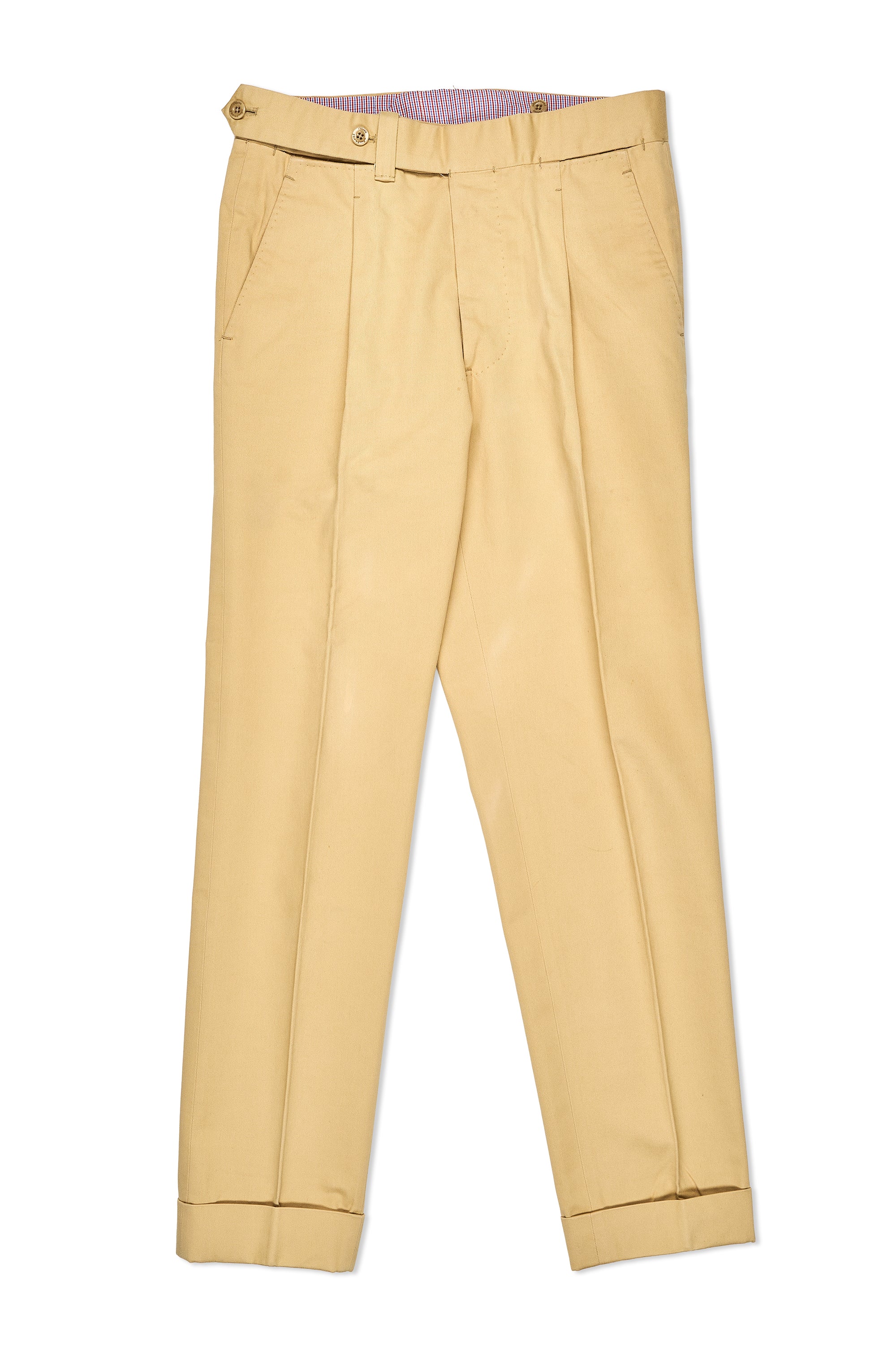 Ambrosi Napoli Yellow Cotton Single Pleat Trousers Bespoke