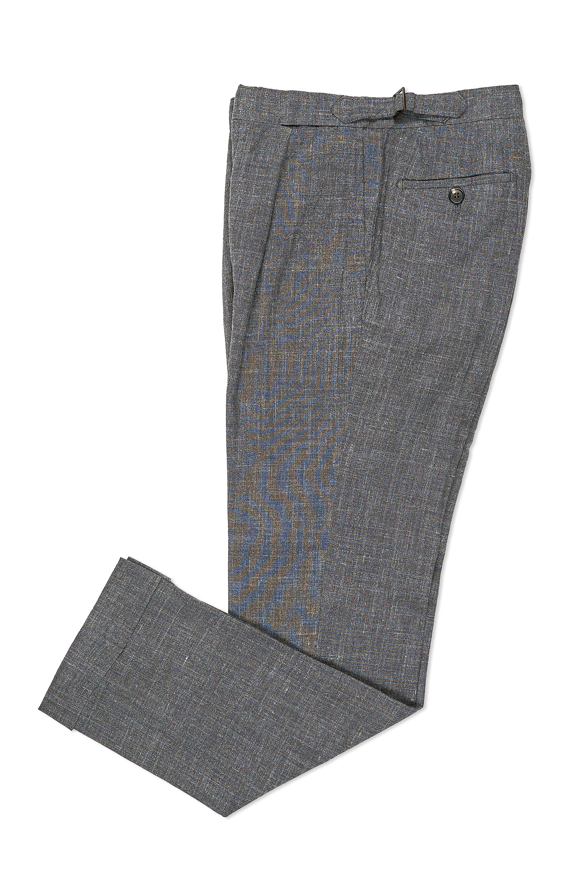 Rota Grey Wool/Silk/Linen Single Pleat Trousers