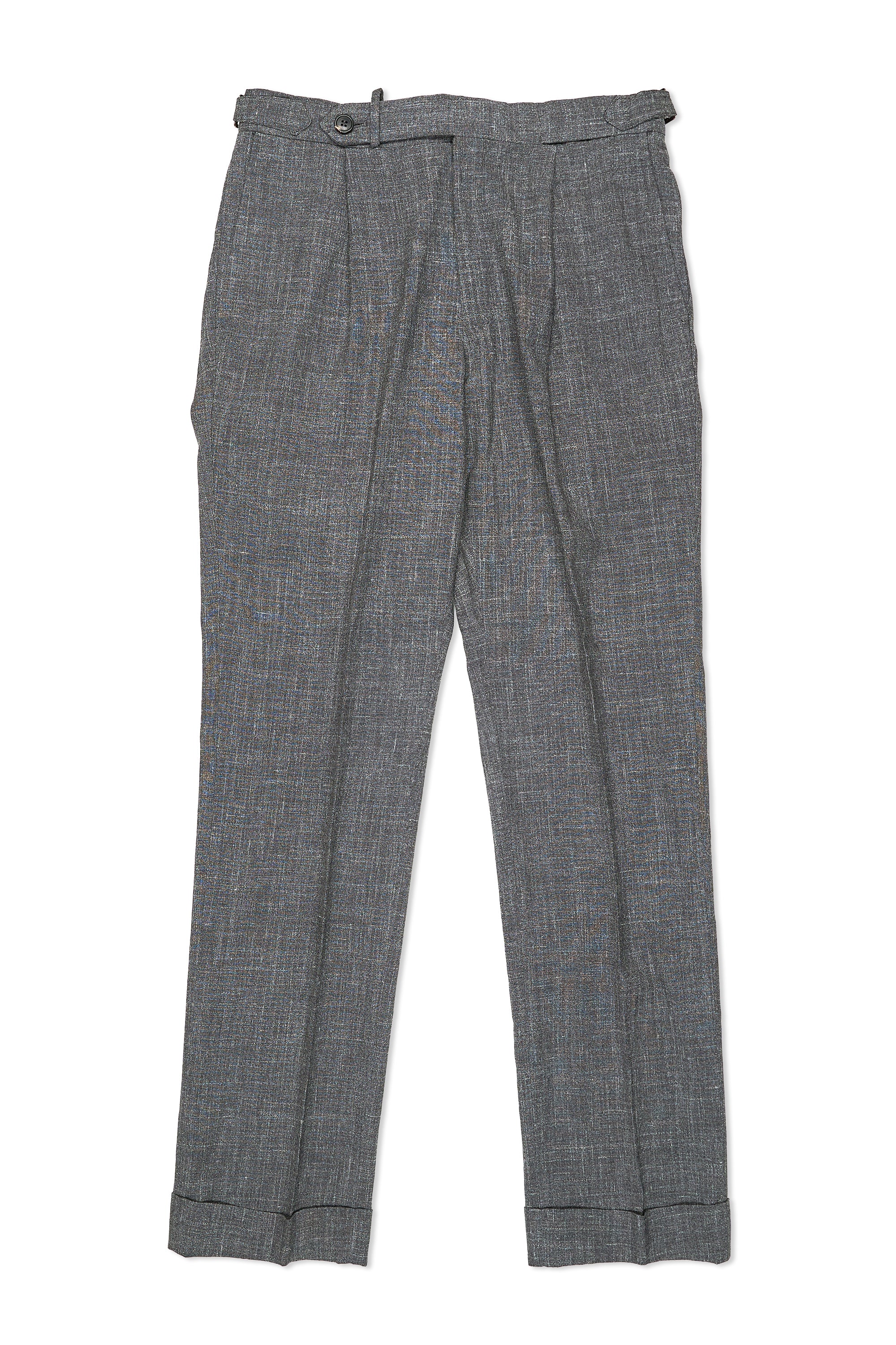 Rota Grey Wool/Silk/Linen Single Pleat Trousers