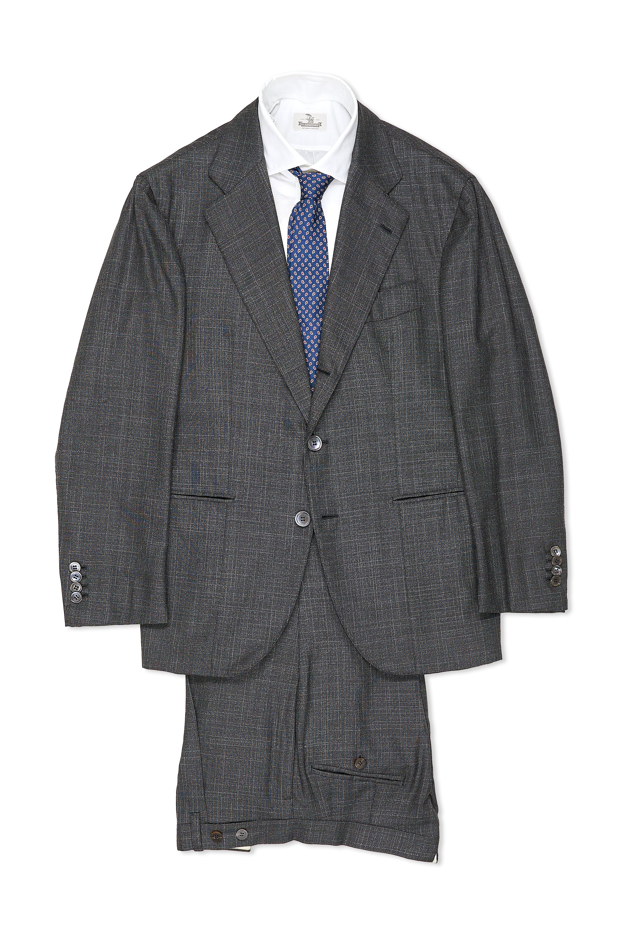 Orazio Luciano Dark Grey/White Wool Silk Suit