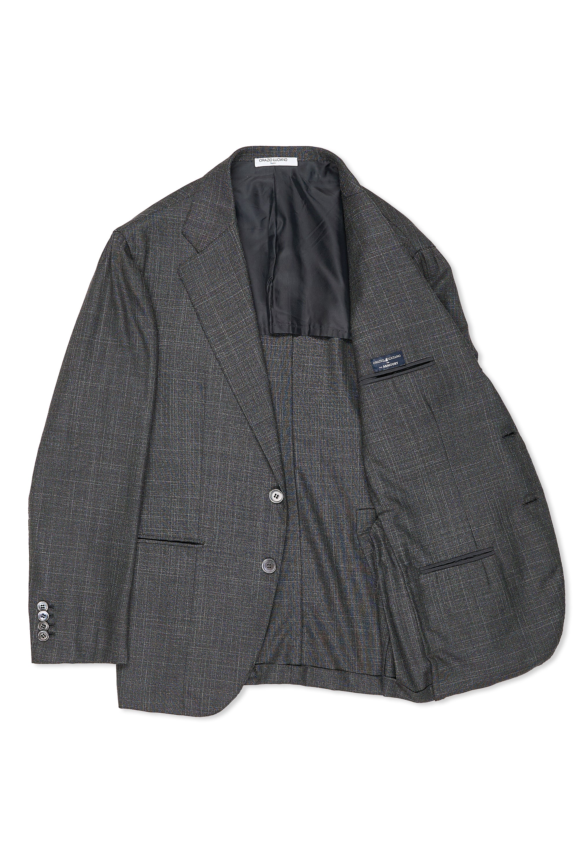 Orazio Luciano Dark Grey/White Wool Silk Suit