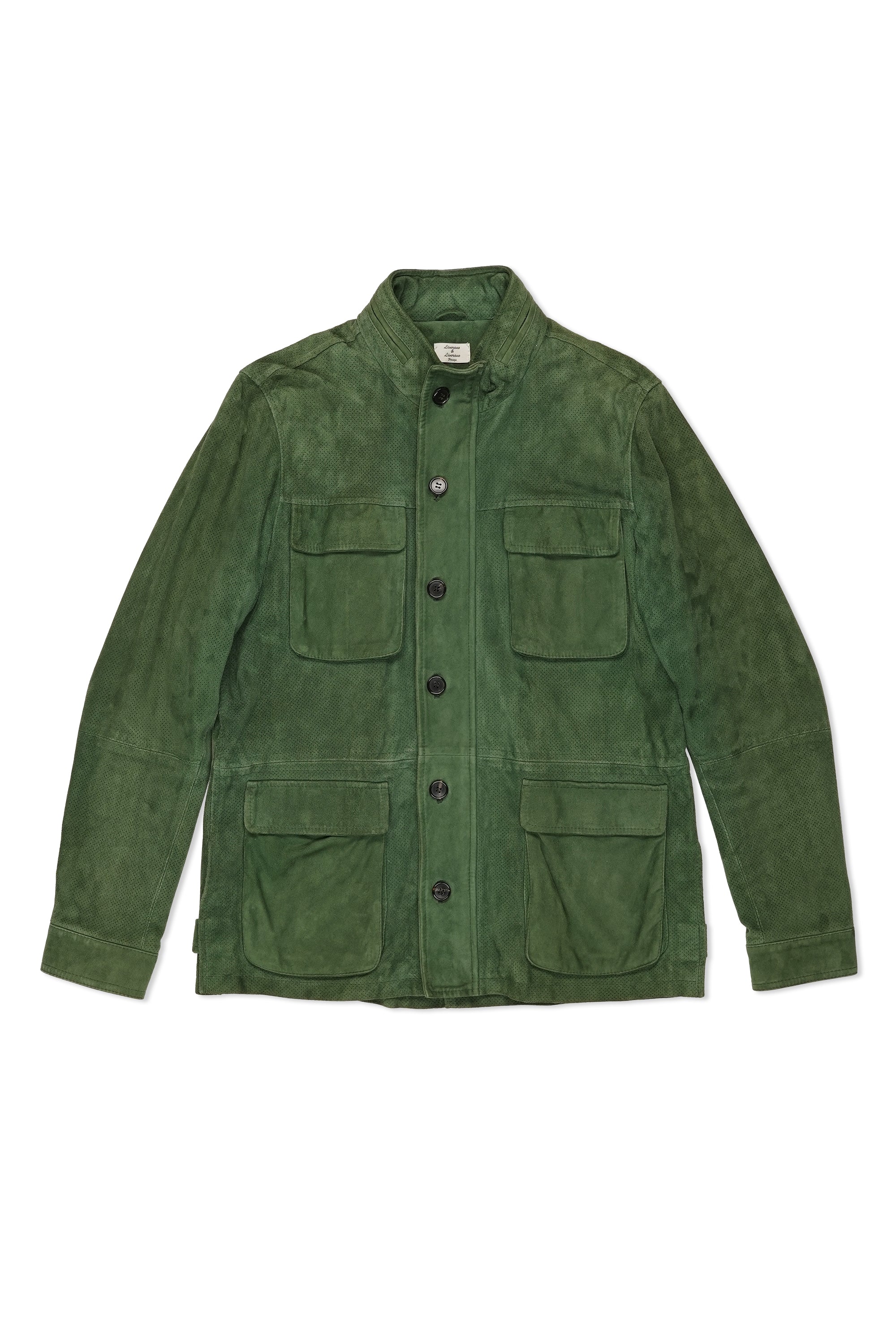 Liverano & Liverano Green Suede Leather Field Jacket