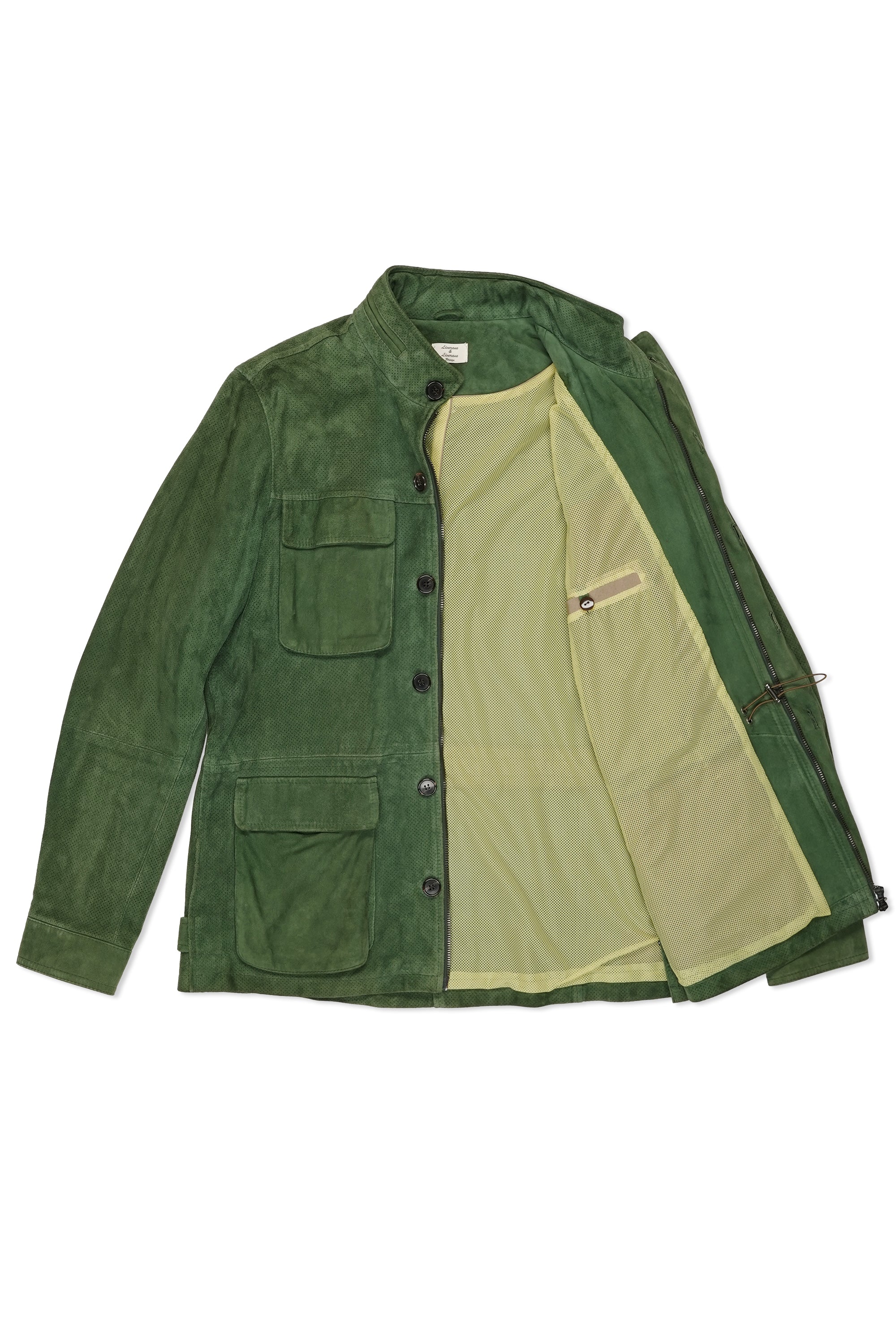 Liverano & Liverano Green Suede Leather Field Jacket