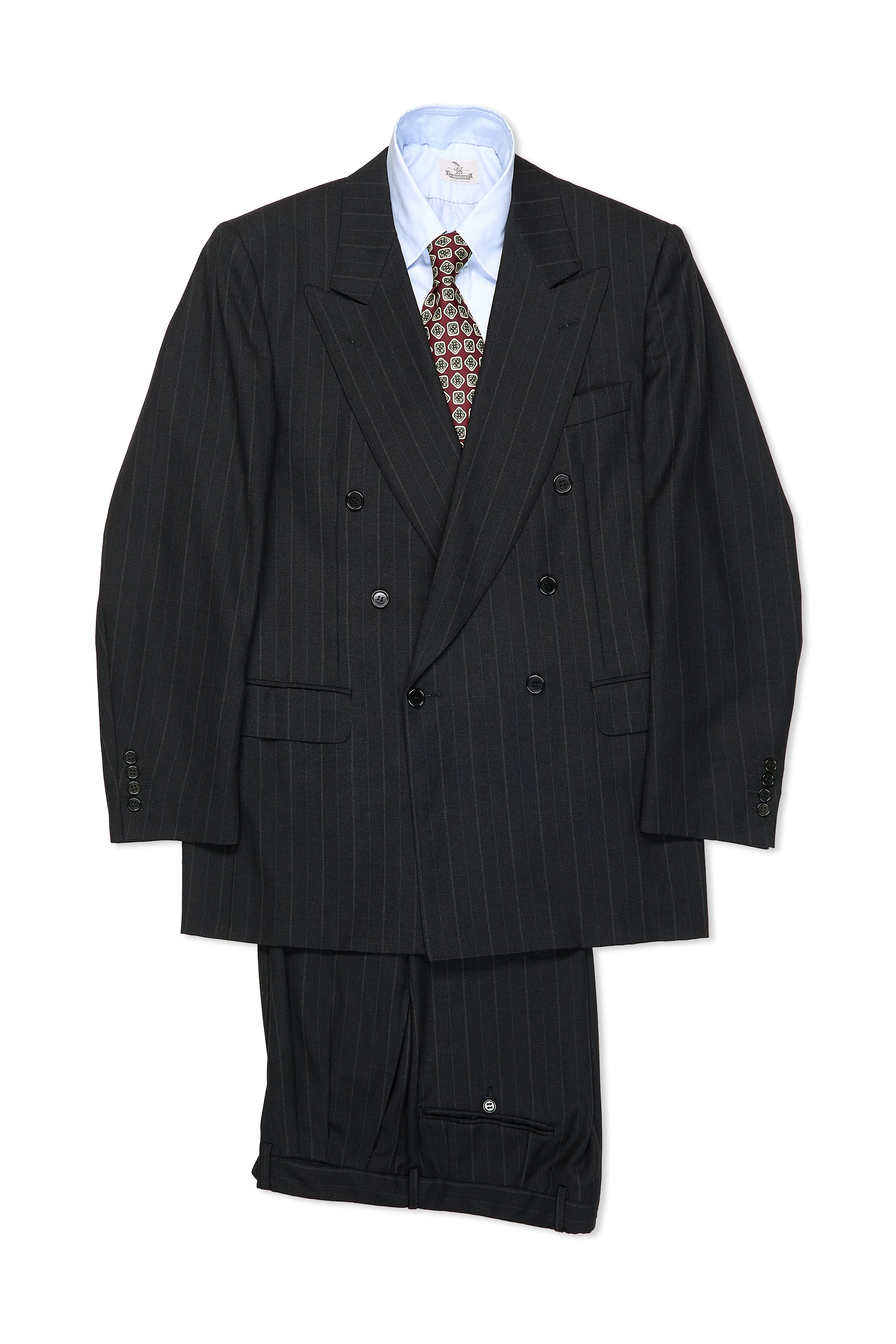 Lanvin Charcoal with Blue Stripe Wool DB Suit