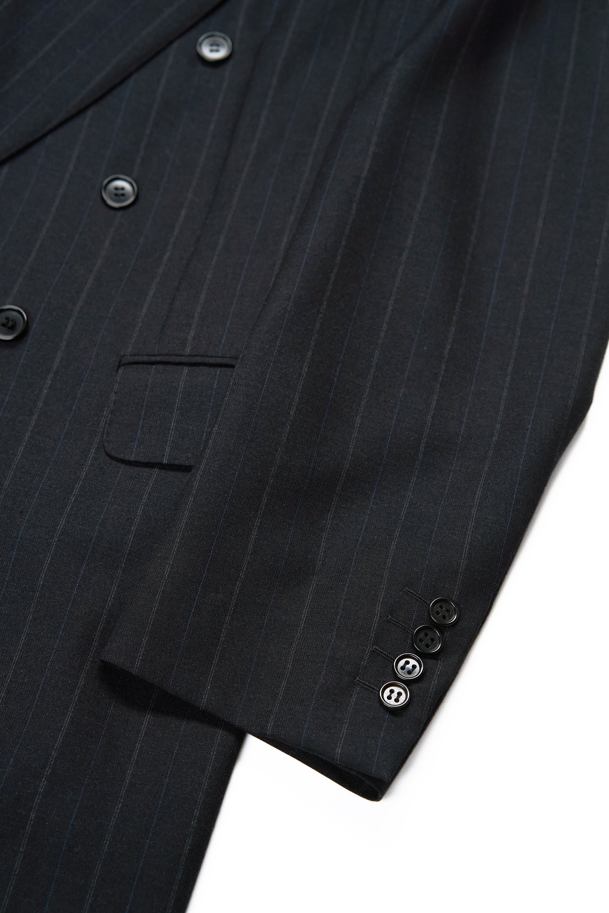 Lanvin Charcoal with Blue Stripe Wool DB Suit