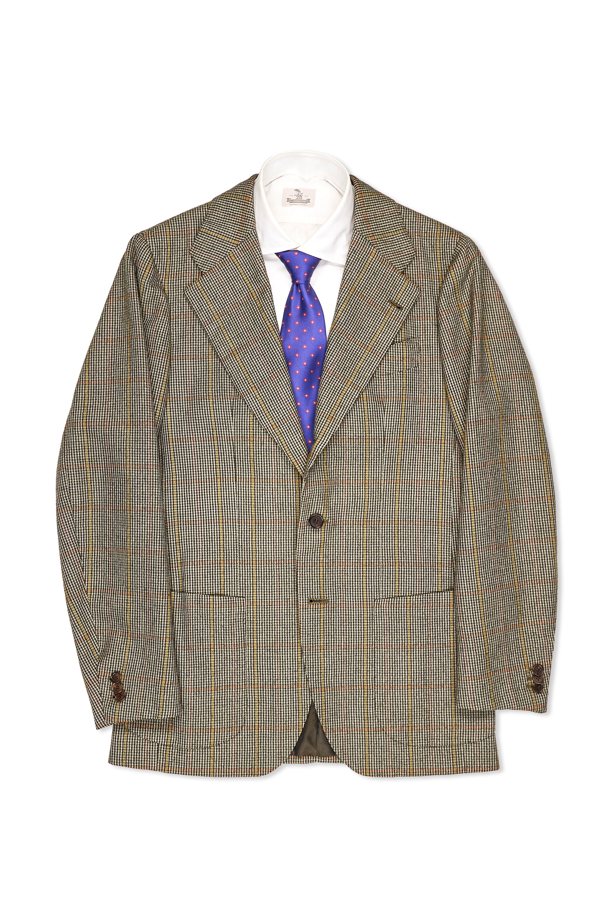 Orazio Luciano Green/Yellow/Orange Houndstooth Check Wool Sport Coat