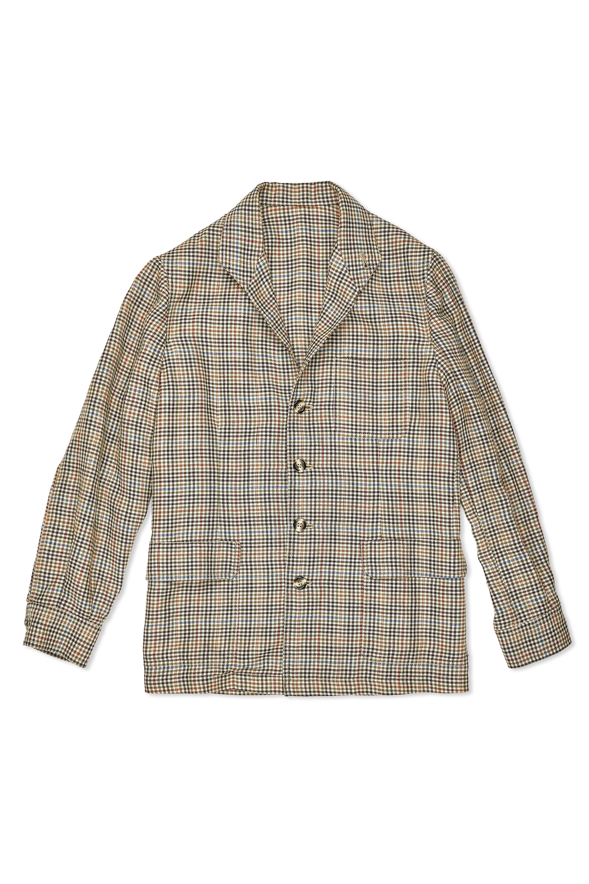 Justo Gimeno Beige/Orange/Blue/Green Check Wool Linen Teba Jacket