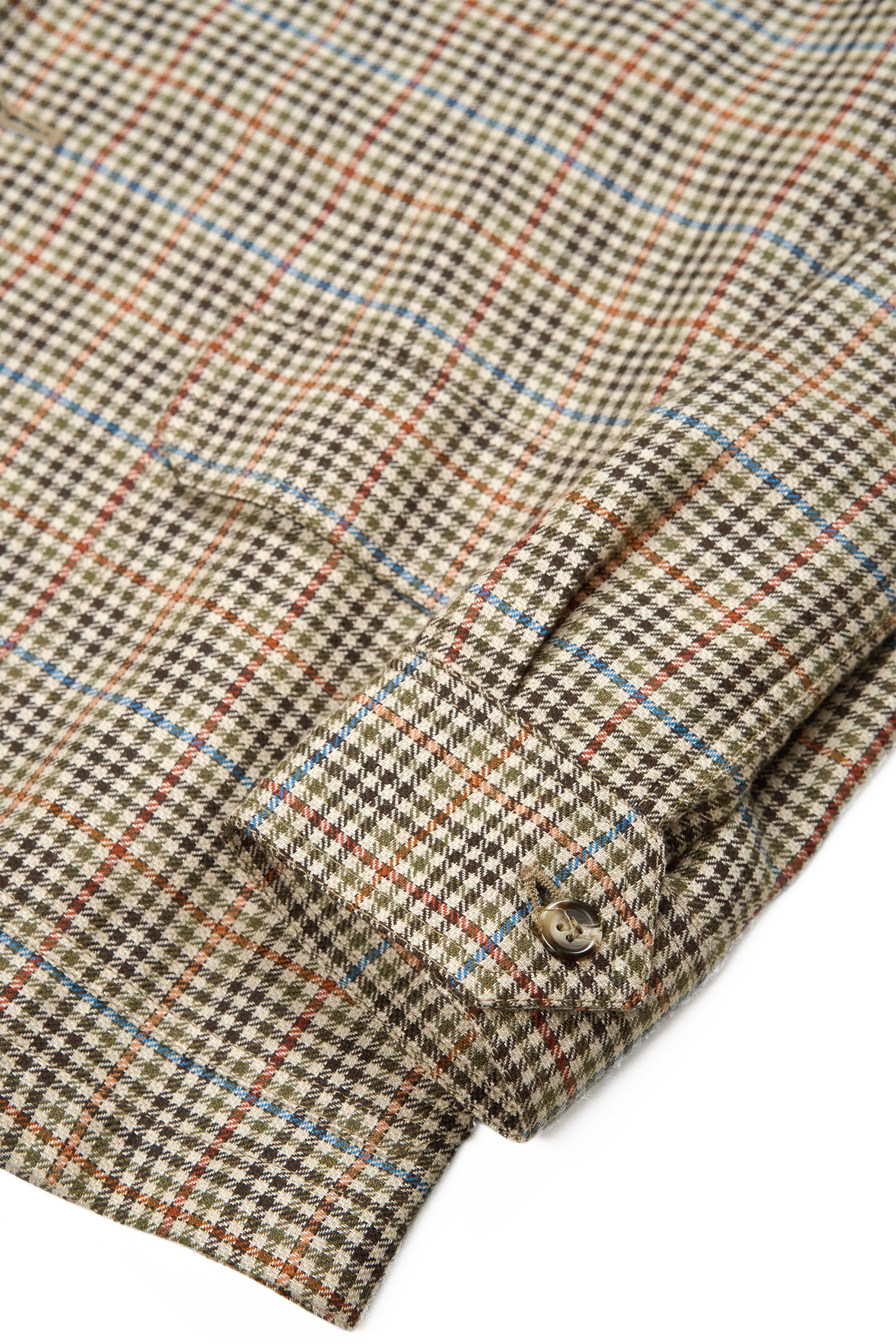 Justo Gimeno Beige/Orange/Blue/Green Check Wool Linen Teba Jacket