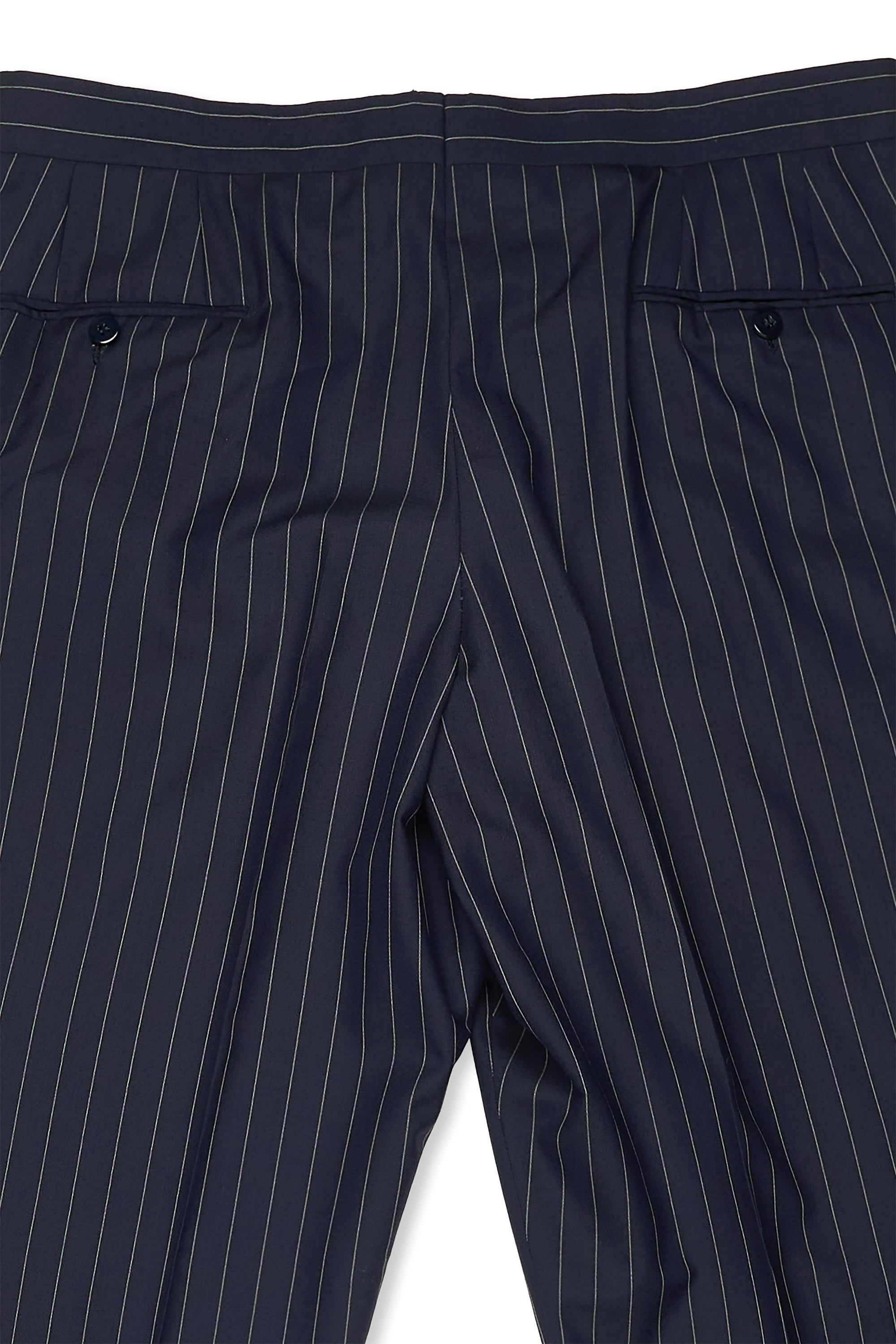 Liverano & Liverano Navy Stripe Wool 3 Piece Suit Bespoke