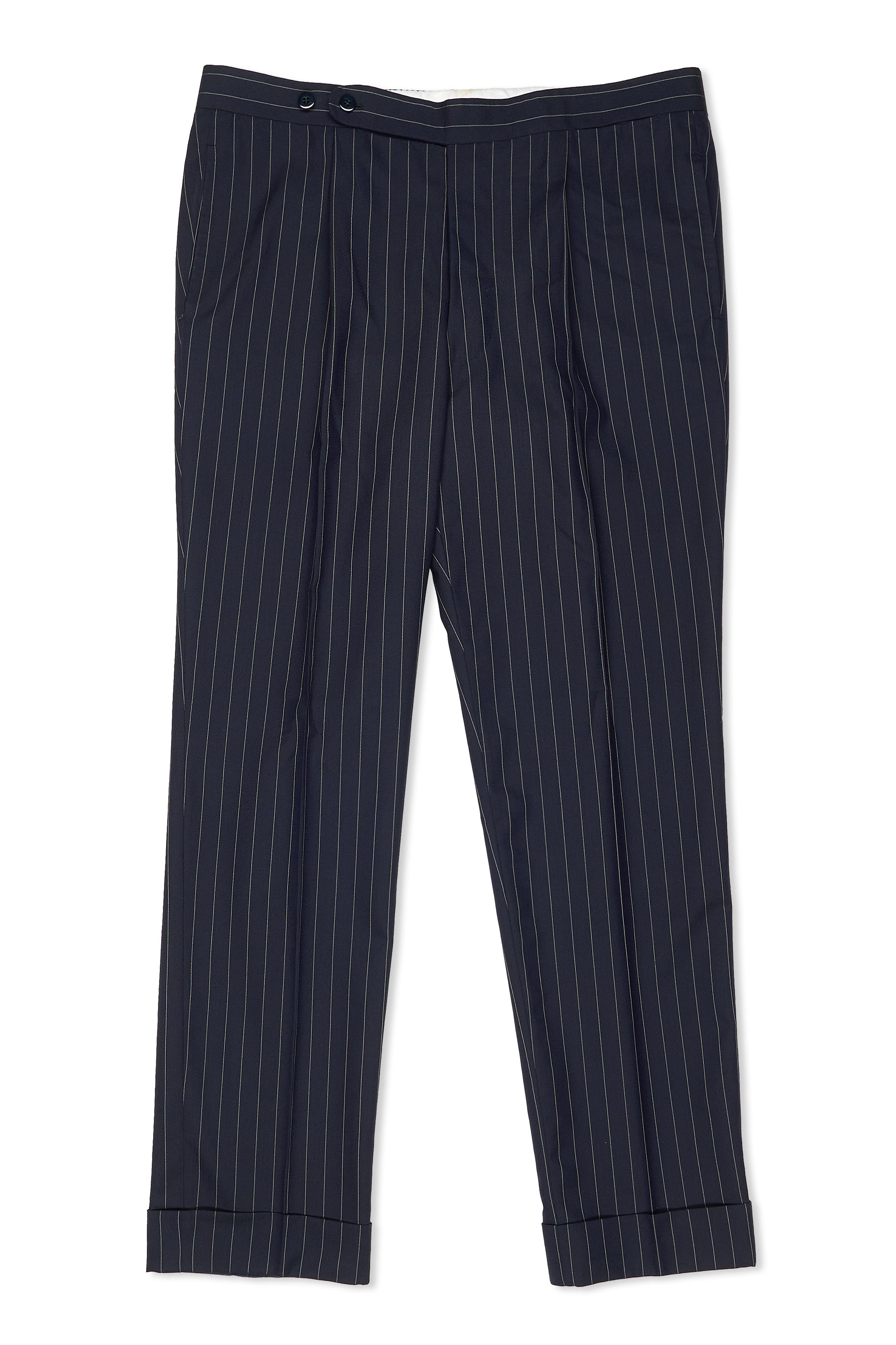 Liverano & Liverano Navy Stripe Wool 3 Piece Suit Bespoke