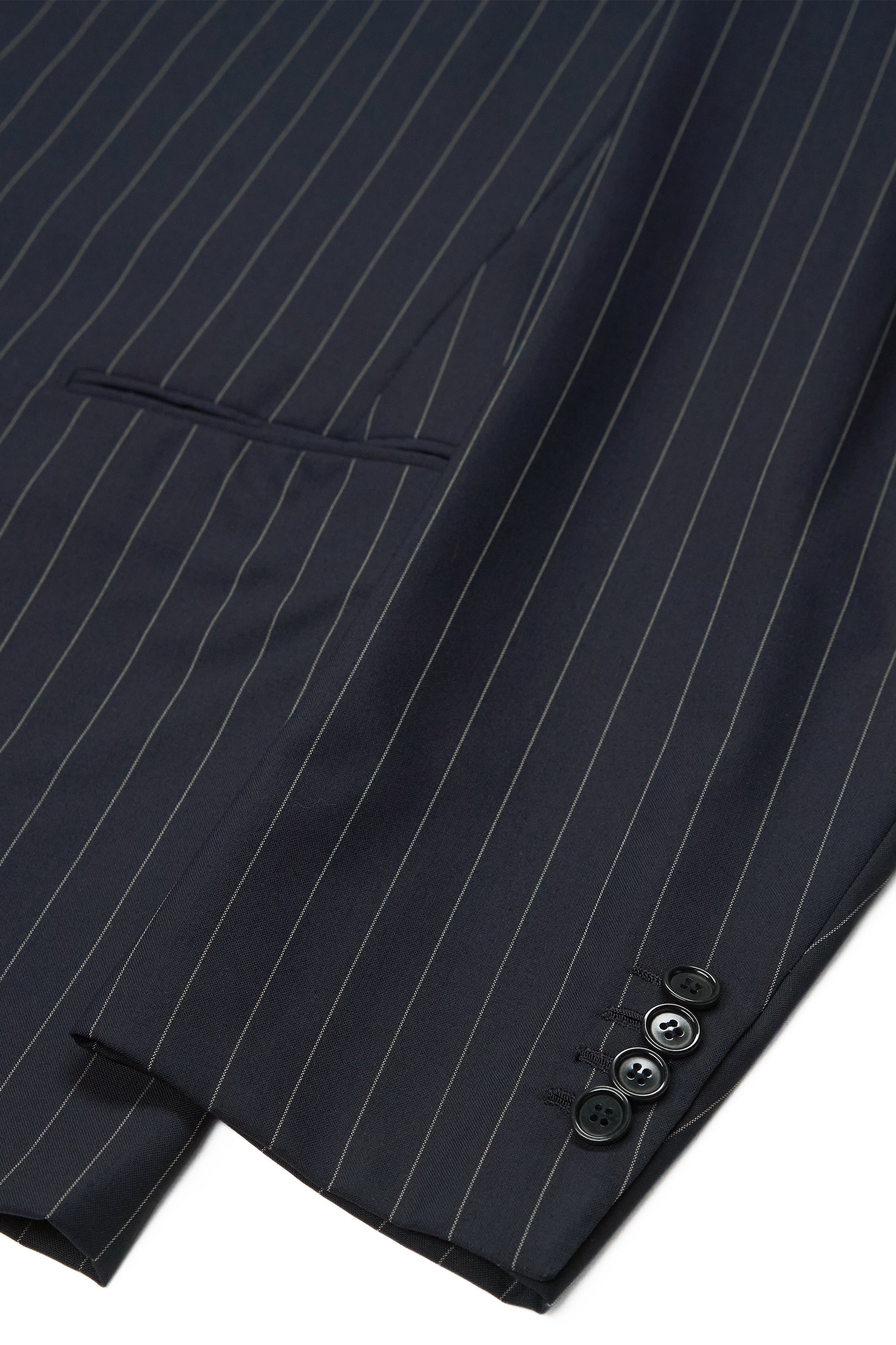 Liverano & Liverano Navy Stripe Wool 3 Piece Suit Bespoke