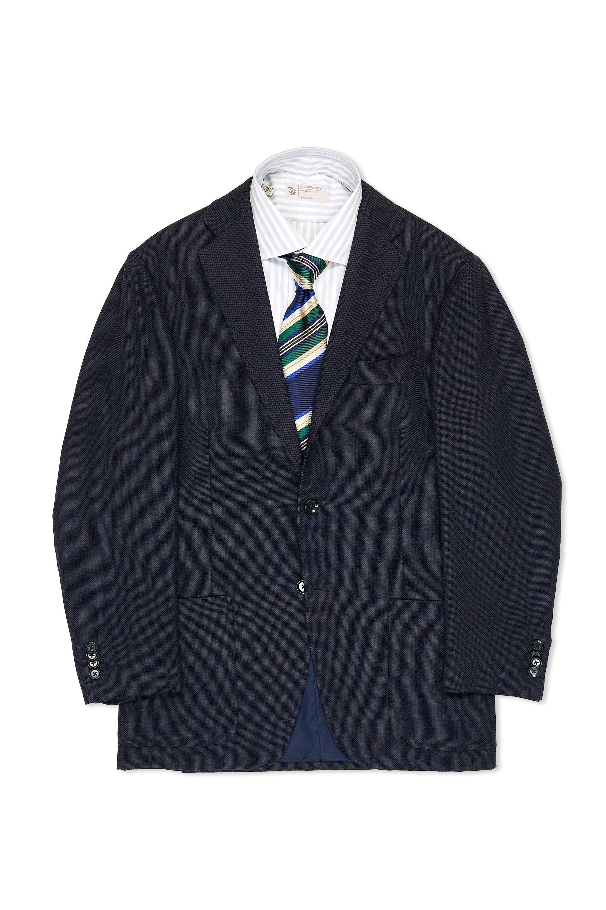 Ring Jacket 184 Navy Hopsack Wool Mohair Sport Coat